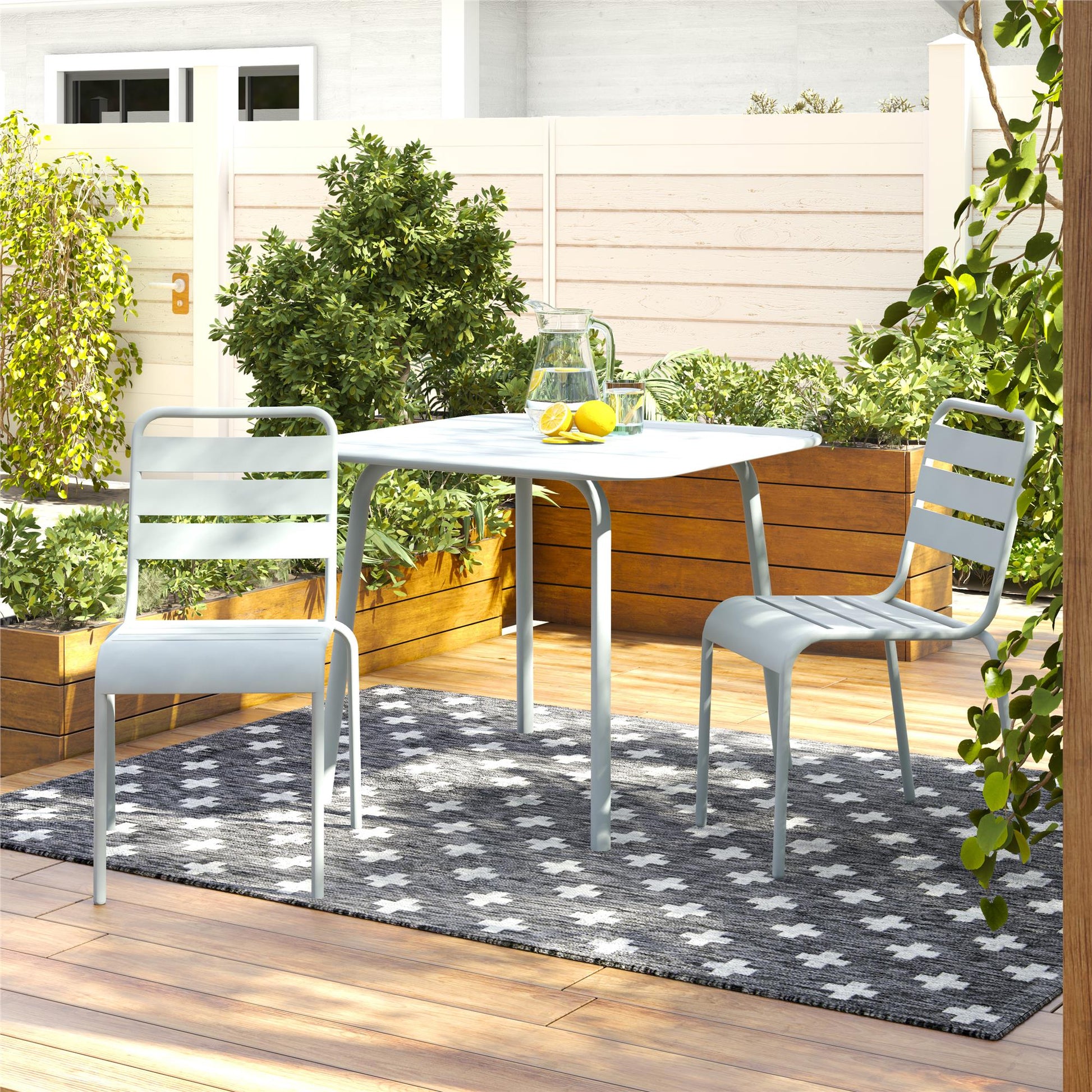 Poolside Gossip June Outdoor/Indoor Stacking Dining Chairs, Set of 2 - Light Gray - 2-Pack