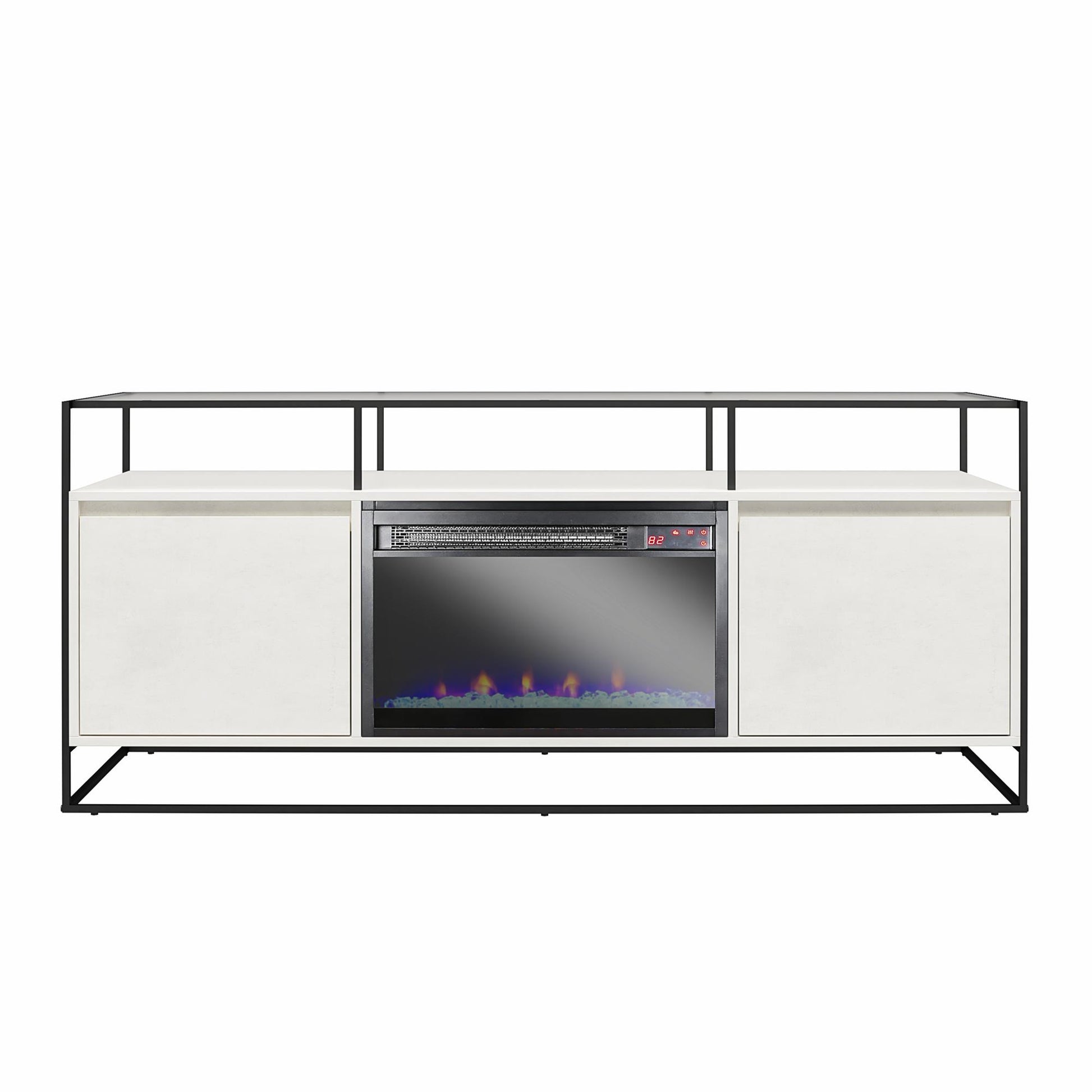 Camley Modern TV Stand and Console with Electric Fireplace for TVs up to 65", Plaster - Plaster