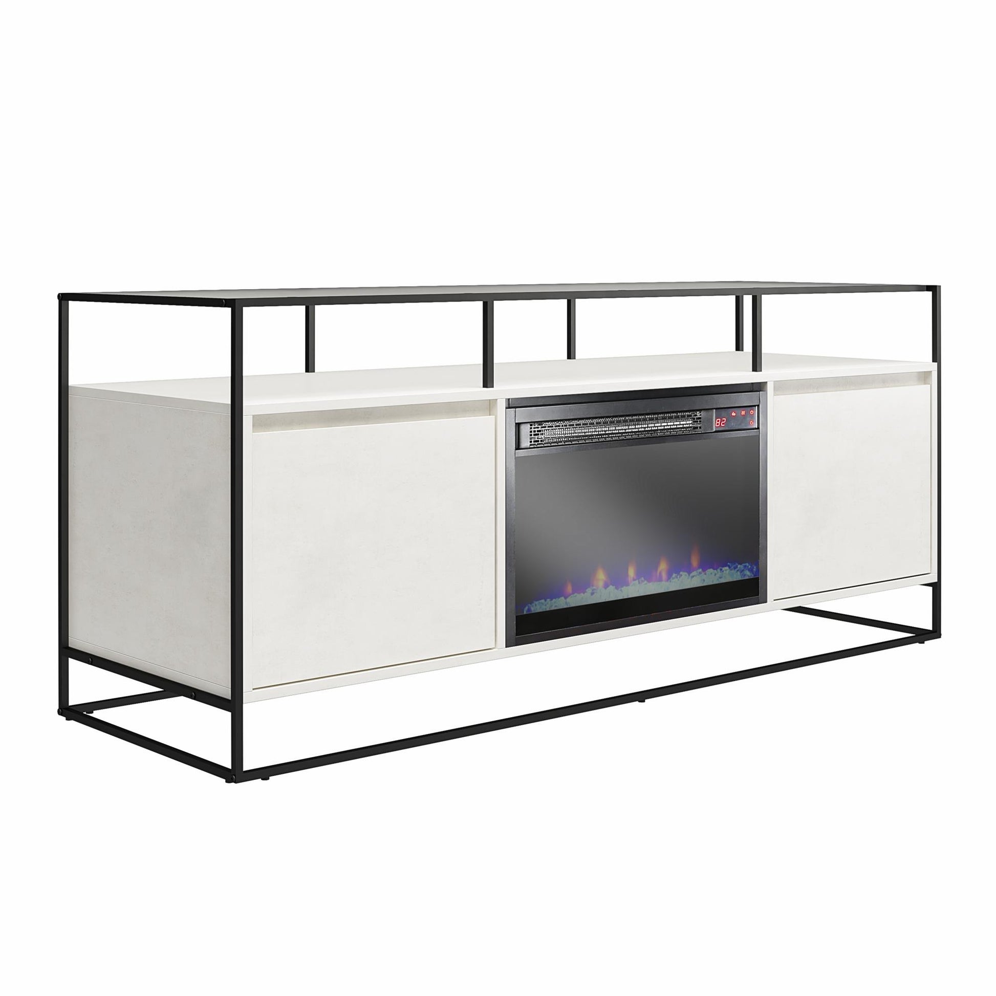 Camley Modern TV Stand and Console with Electric Fireplace for TVs up to 65", Plaster - Plaster