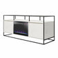Camley Modern TV Stand and Console with Electric Fireplace for TVs up to 65", Plaster - Plaster