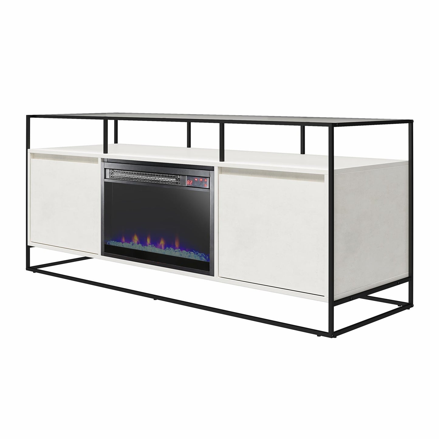 Camley Modern TV Stand and Console with Electric Fireplace for TVs up to 65", Plaster - Plaster