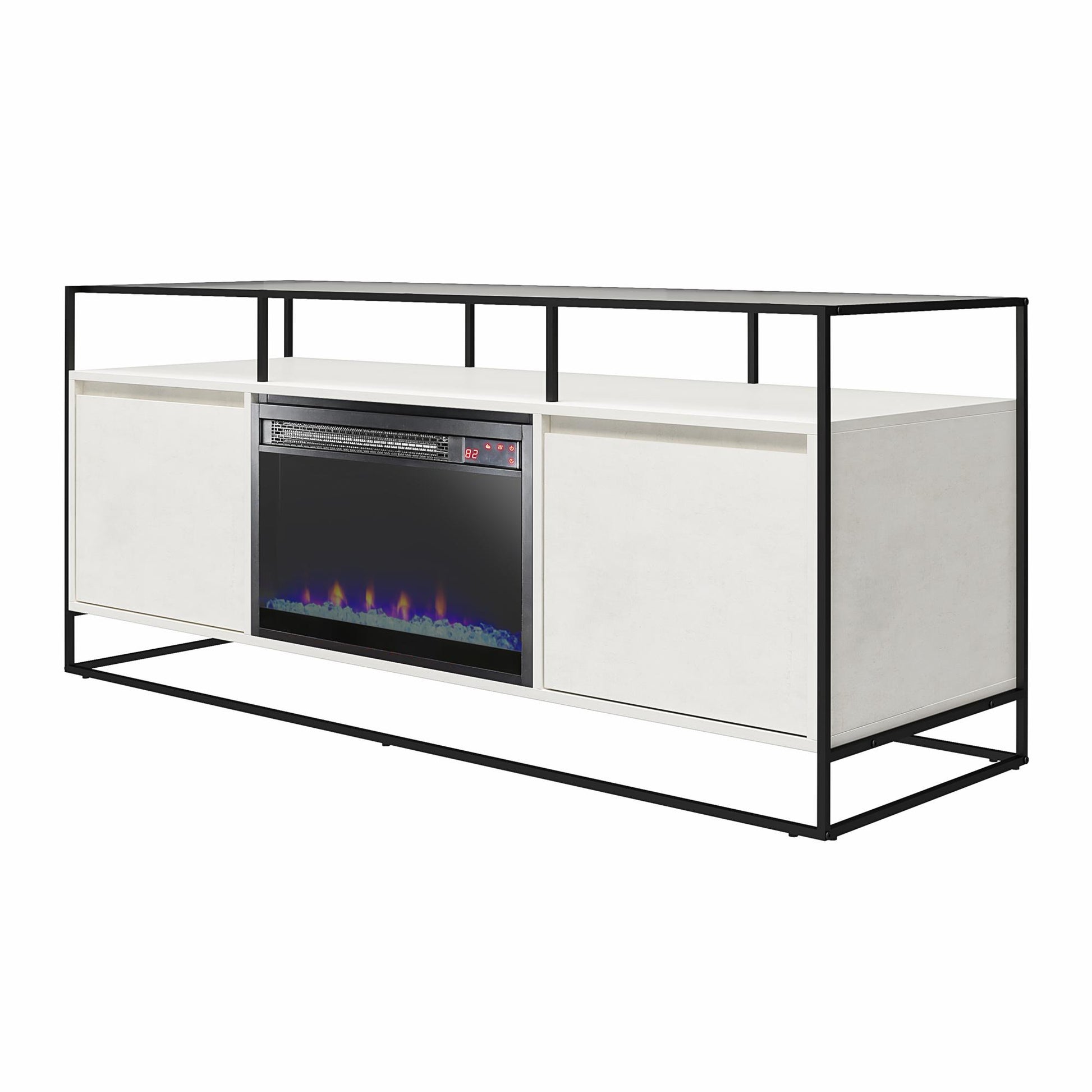 Camley Modern TV Stand and Console with Electric Fireplace for TVs up to 65", Plaster - Plaster