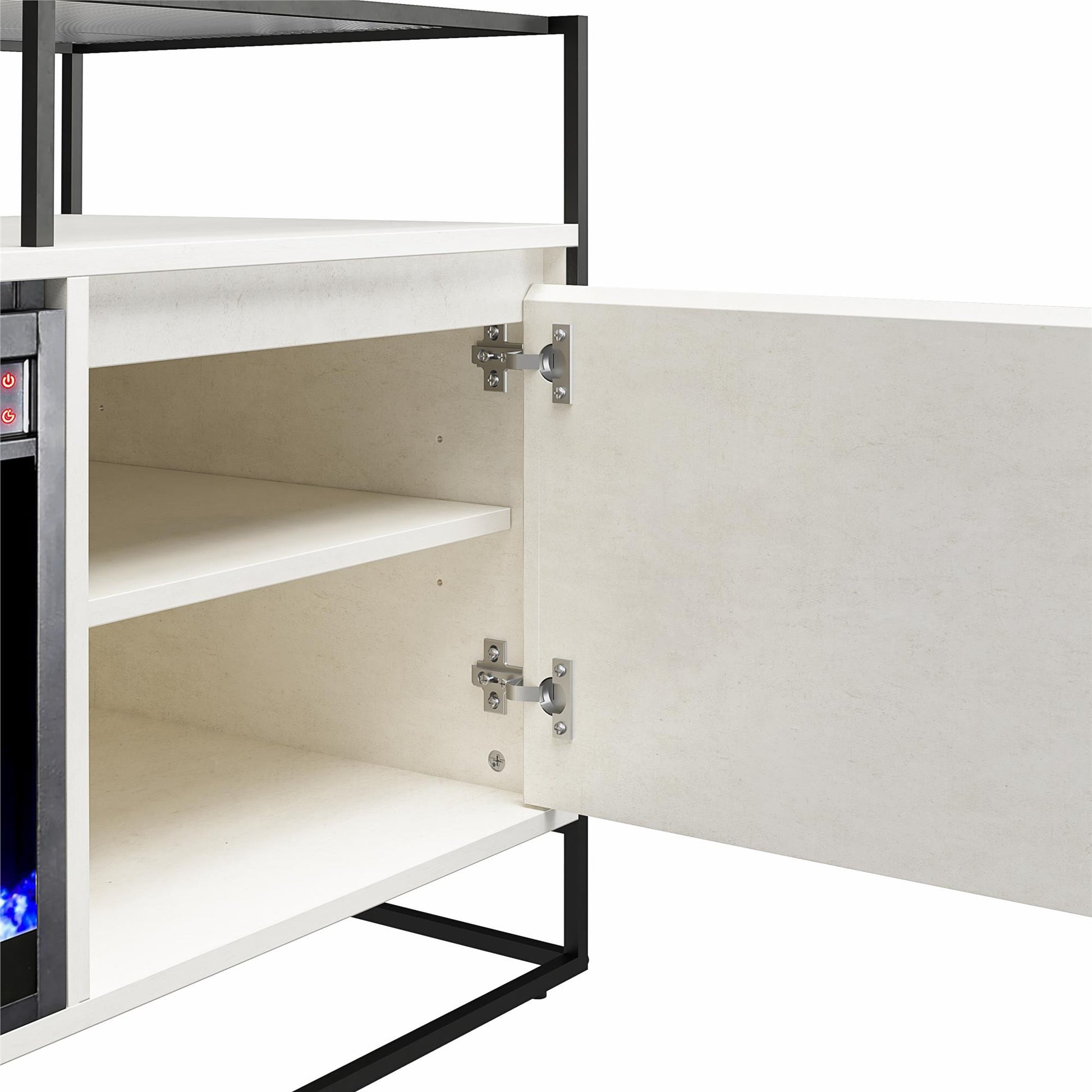 Camley Modern TV Stand and Console with Electric Fireplace for TVs up to 65", Plaster - Plaster