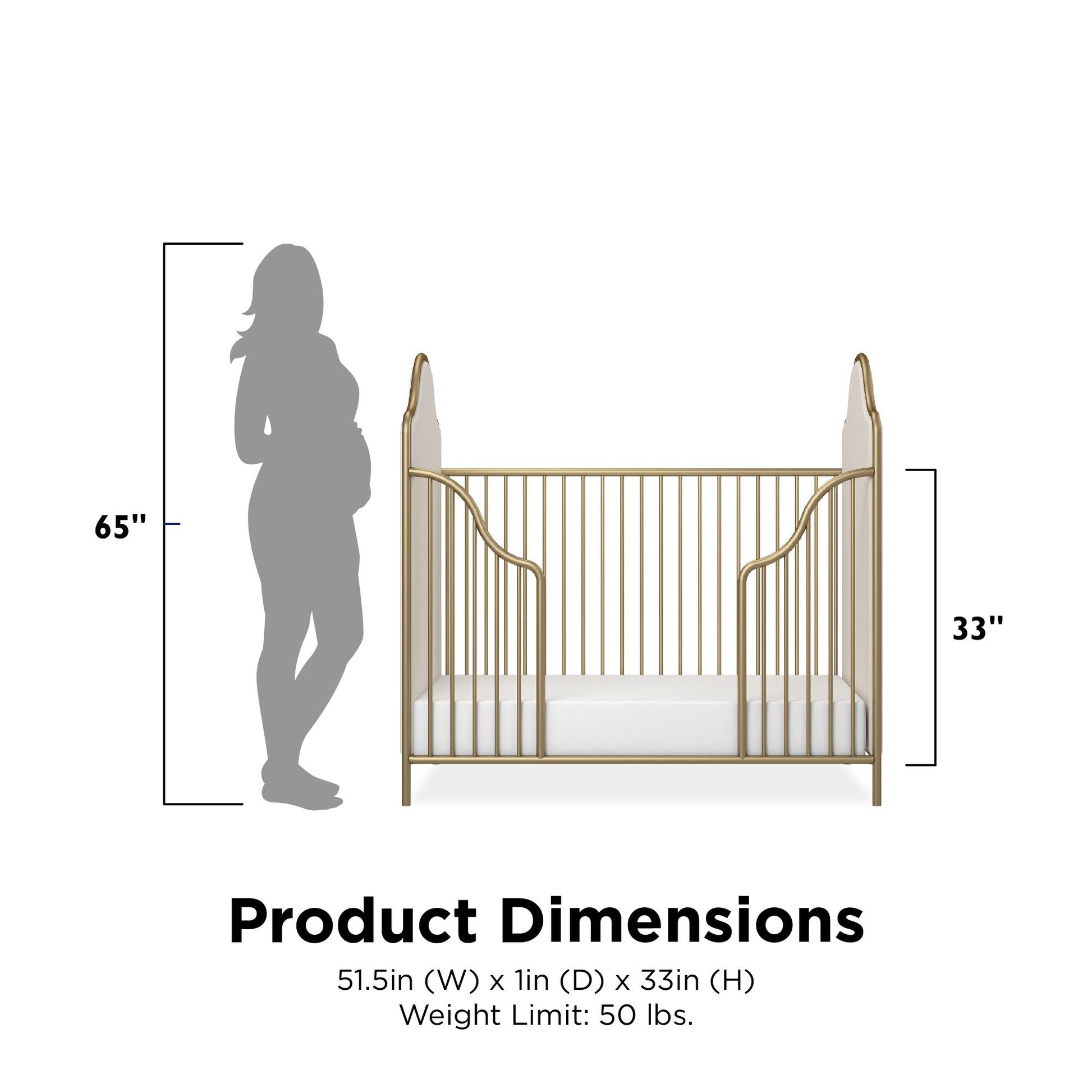 Piper Toddler Guardrail to Convert Crib into a Toddler Bed - Gold