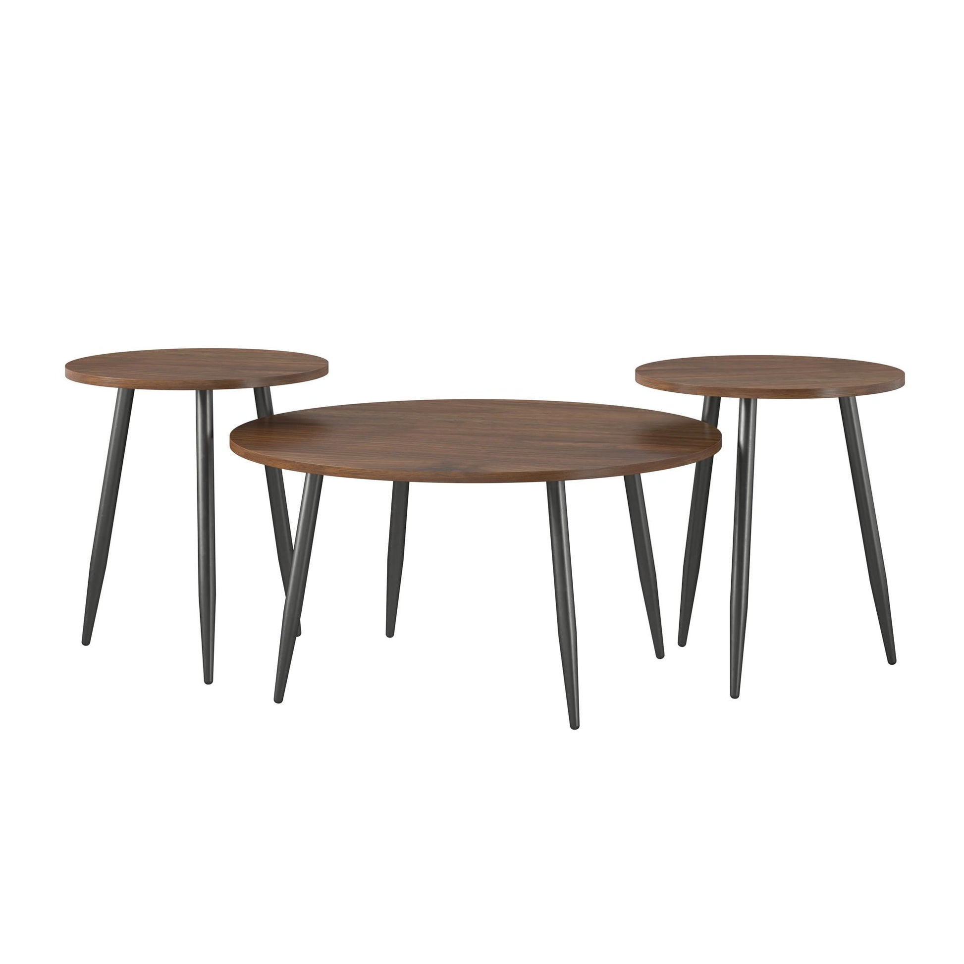 Morley 3 Piece Coffee Table and End Table Set - Walnut