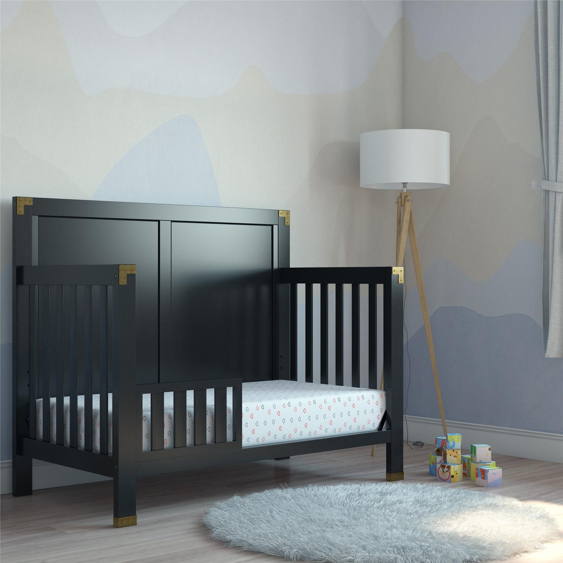 Miles Toddler Wooden Guardrail for Cribs - Black