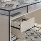 Camley Modern Desk with Fluted Glass Top, 2 Drawers and Storage, Plaster - Plaster