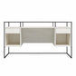 Camley Modern Desk with Fluted Glass Top, 2 Drawers and Storage, Plaster - Plaster
