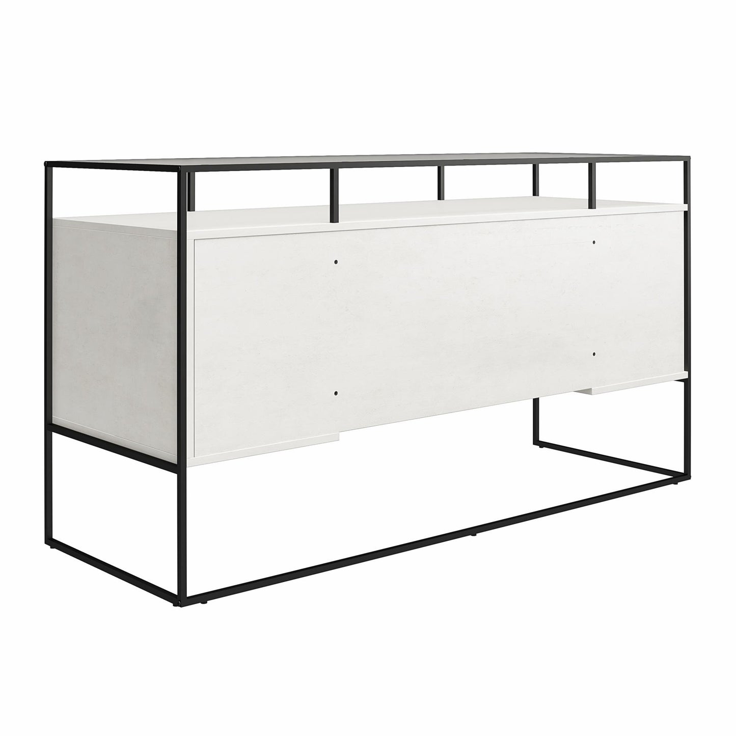 Camley Modern Desk with Fluted Glass Top, 2 Drawers and Storage, Plaster - Plaster