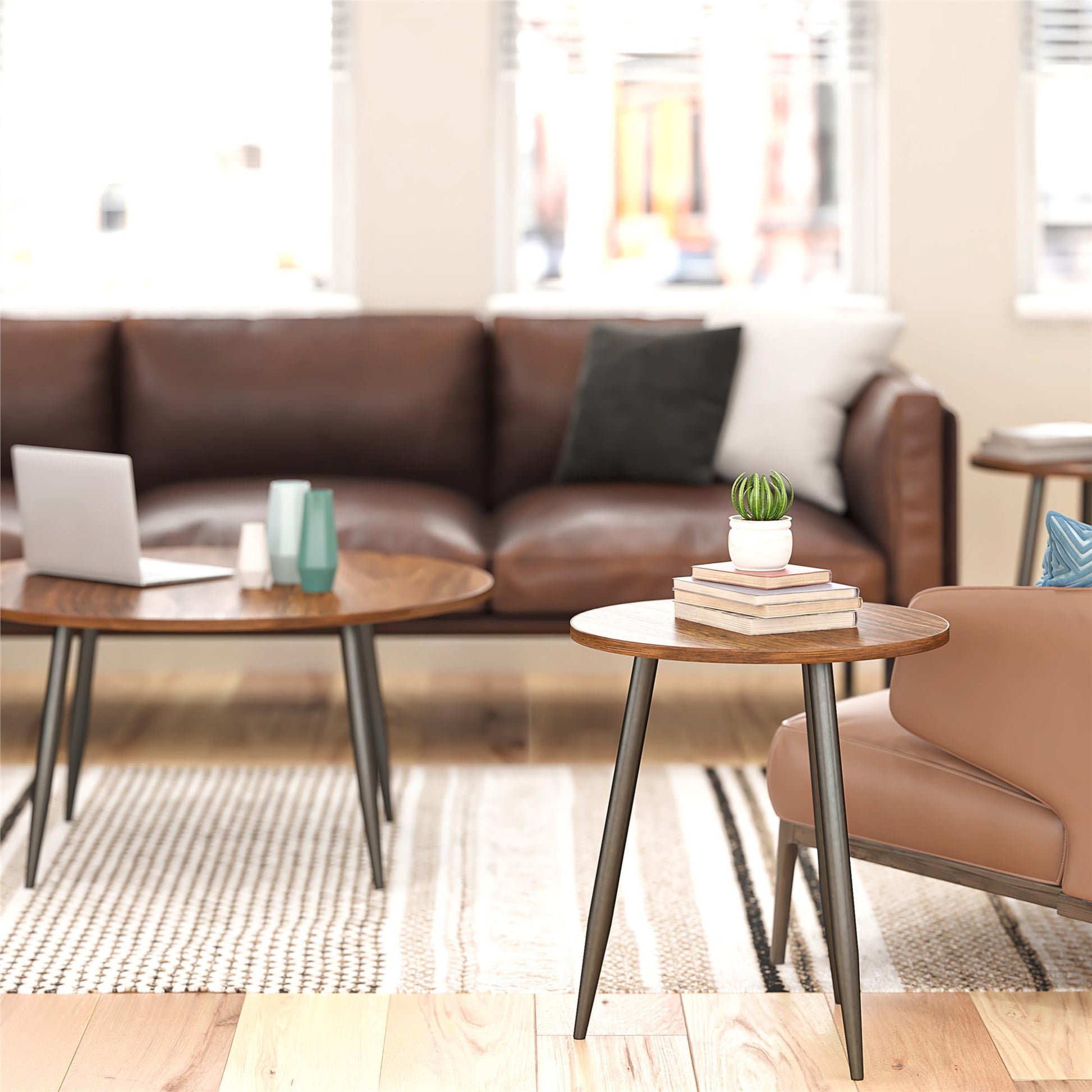 Morley 3 Piece Coffee Table and End Table Set - Walnut
