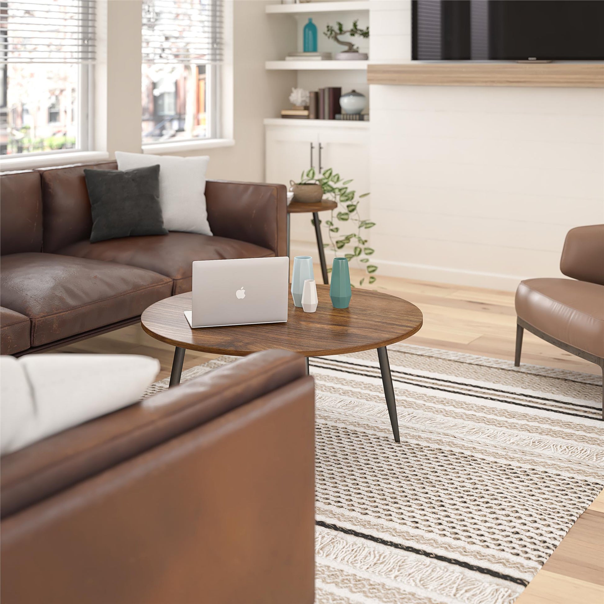Morley 3 Piece Coffee Table and End Table Set - Walnut