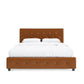 Dakota Upholstered Platform Bed With Diamond Button Tufted Heaboard - Camel - Full