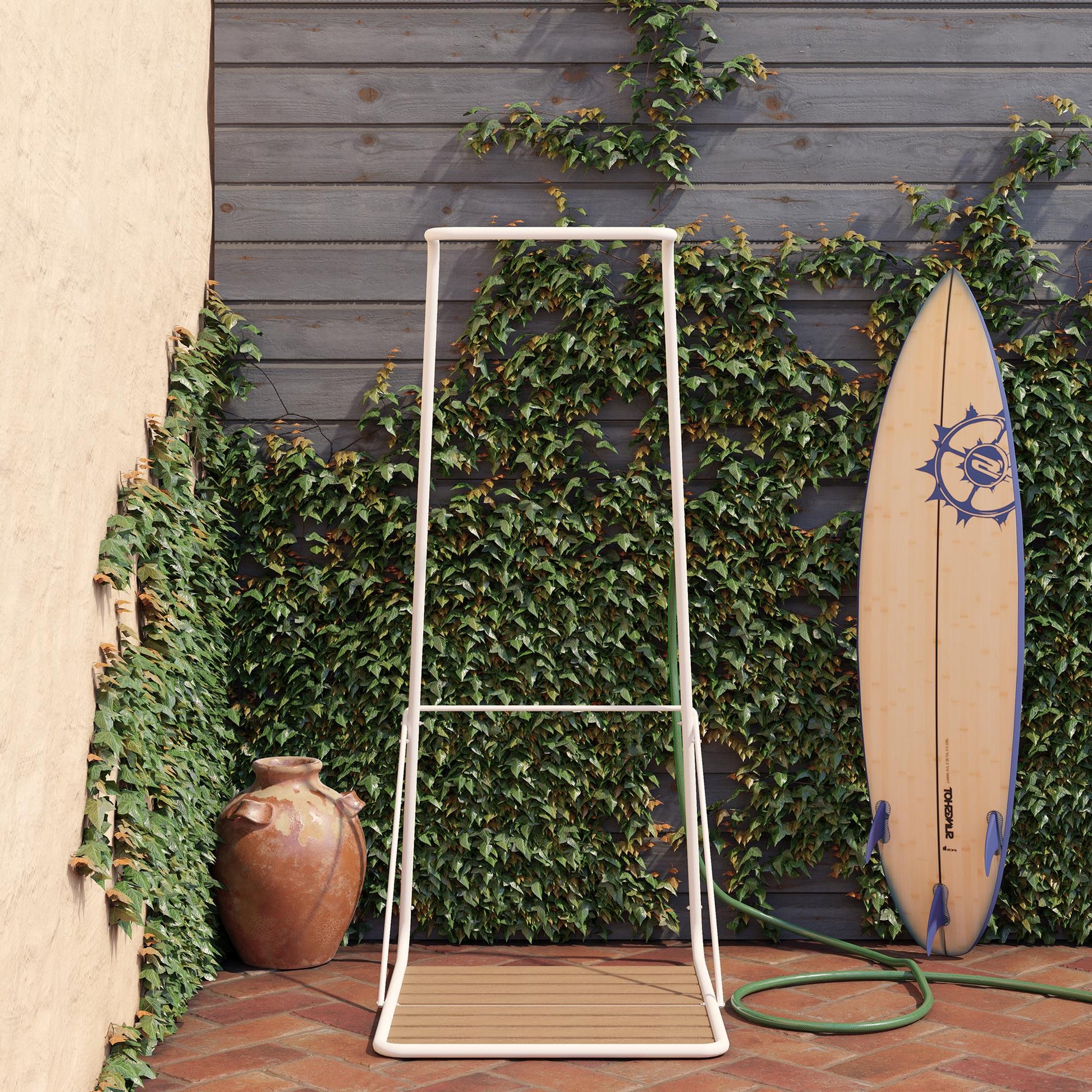 Poolside Gossip Collection Rainey Outdoor Shower with XL Base and Waterfall Bar - White - 1-Pack