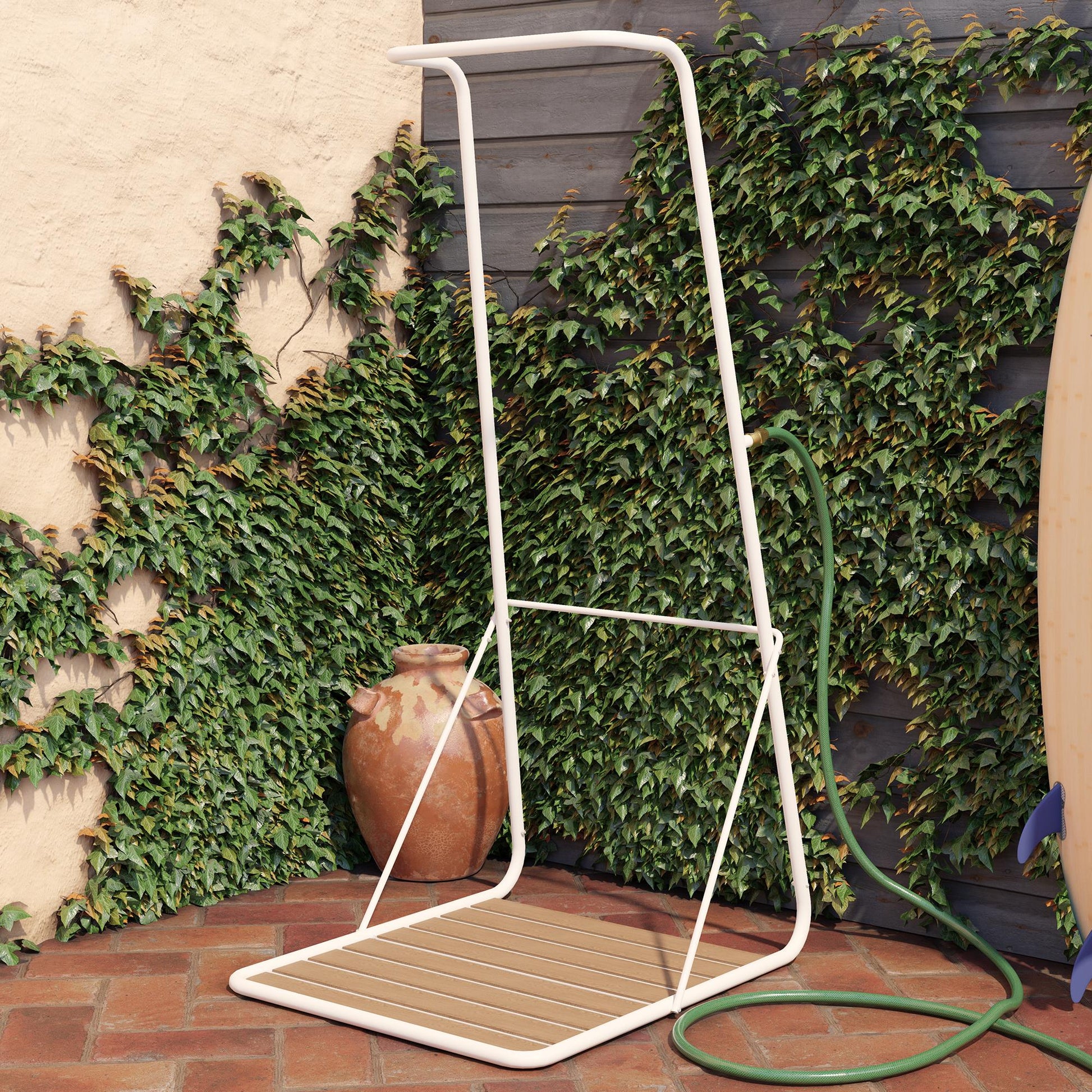 Poolside Gossip Collection Rainey Outdoor Shower with XL Base and Waterfall Bar - White - 1-Pack
