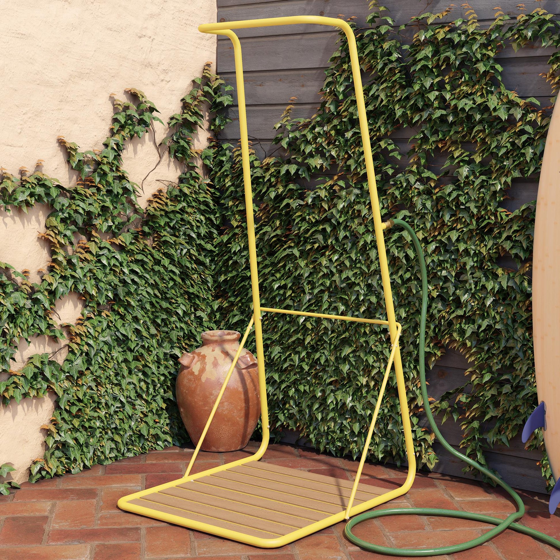 Poolside Gossip Collection Rainey Outdoor Shower with XL Base and Waterfall Bar - Yellow - 1-Pack