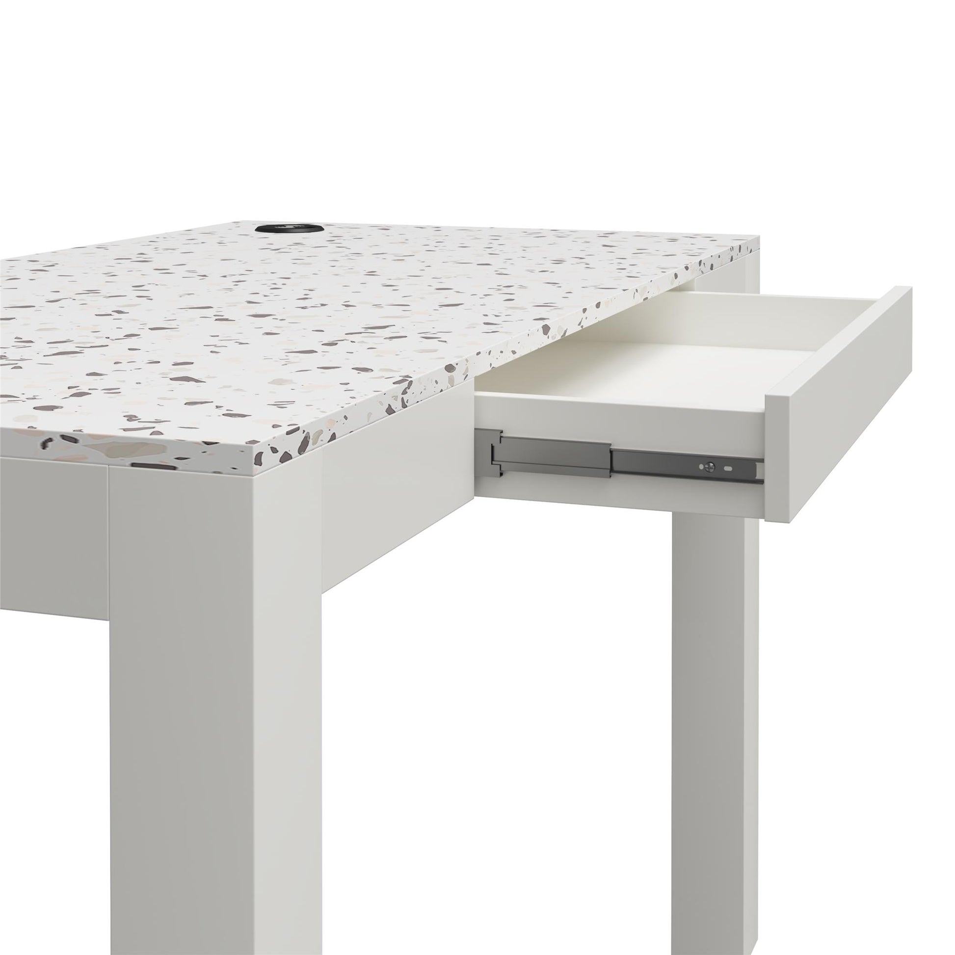 CosmoLiving by Cosmopolitan Astor Desk w/ Wireless Charger, White with Terrazzo Top - White