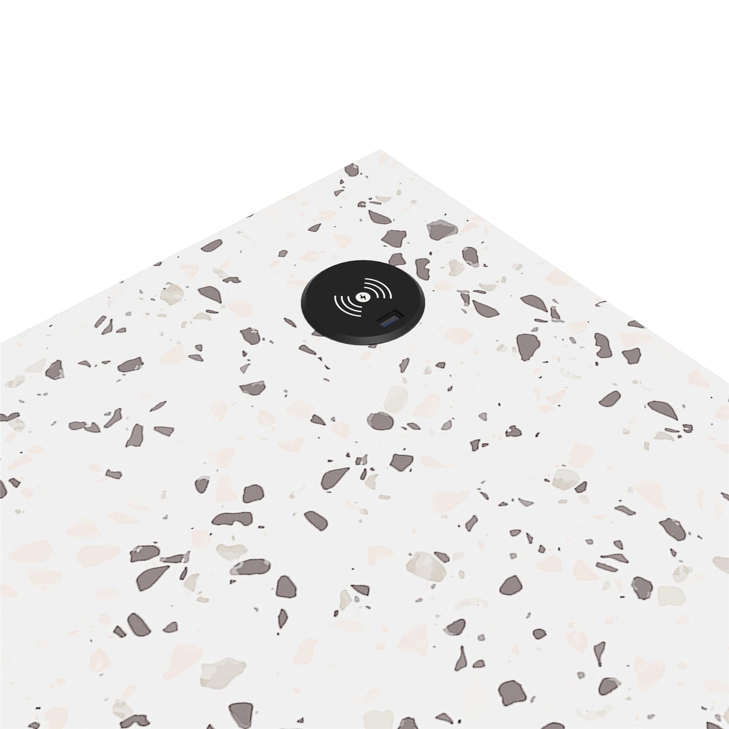 CosmoLiving by Cosmopolitan Astor Desk w/ Wireless Charger, White with Terrazzo Top - White