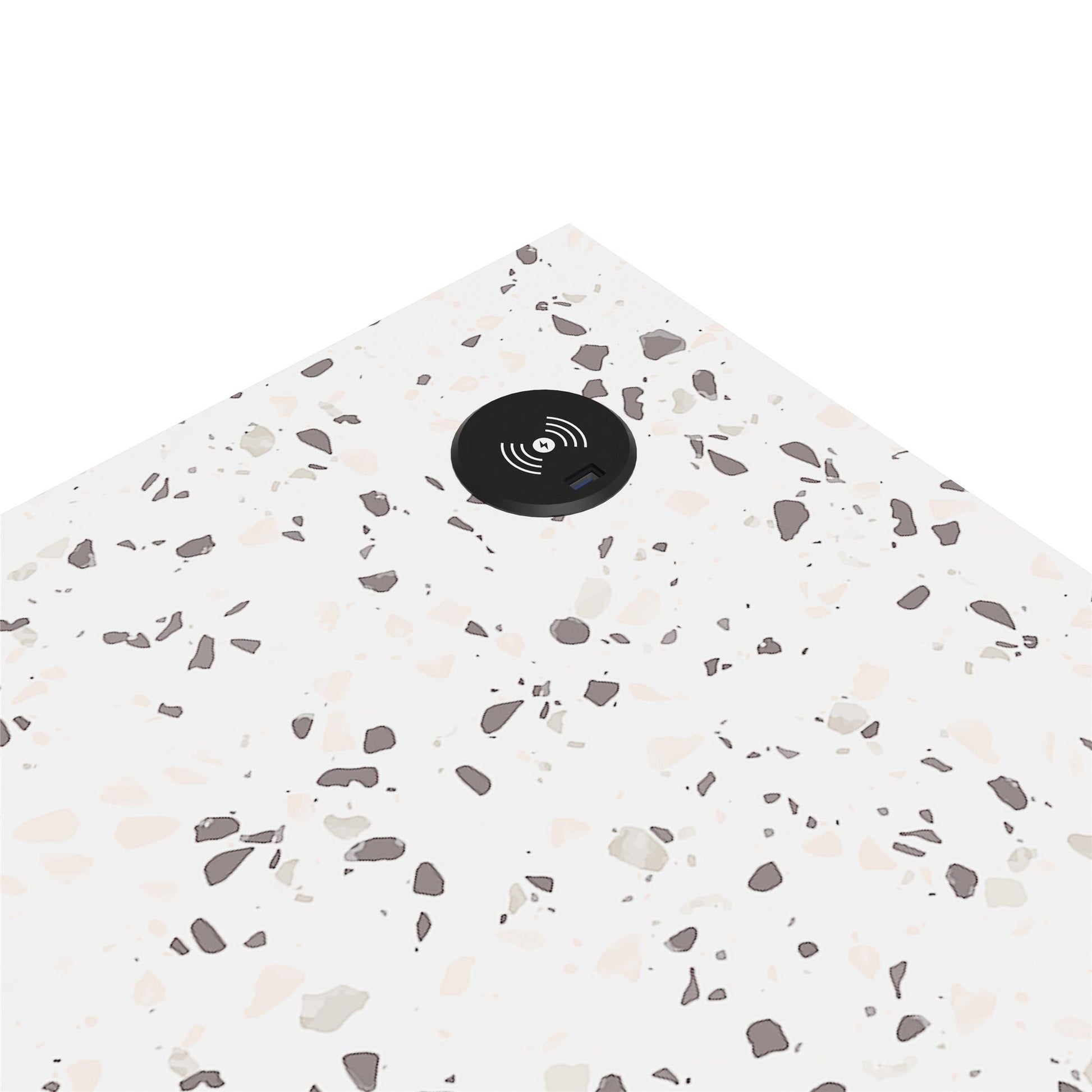 CosmoLiving by Cosmopolitan Astor Desk w/ Wireless Charger, White with Terrazzo Top - White