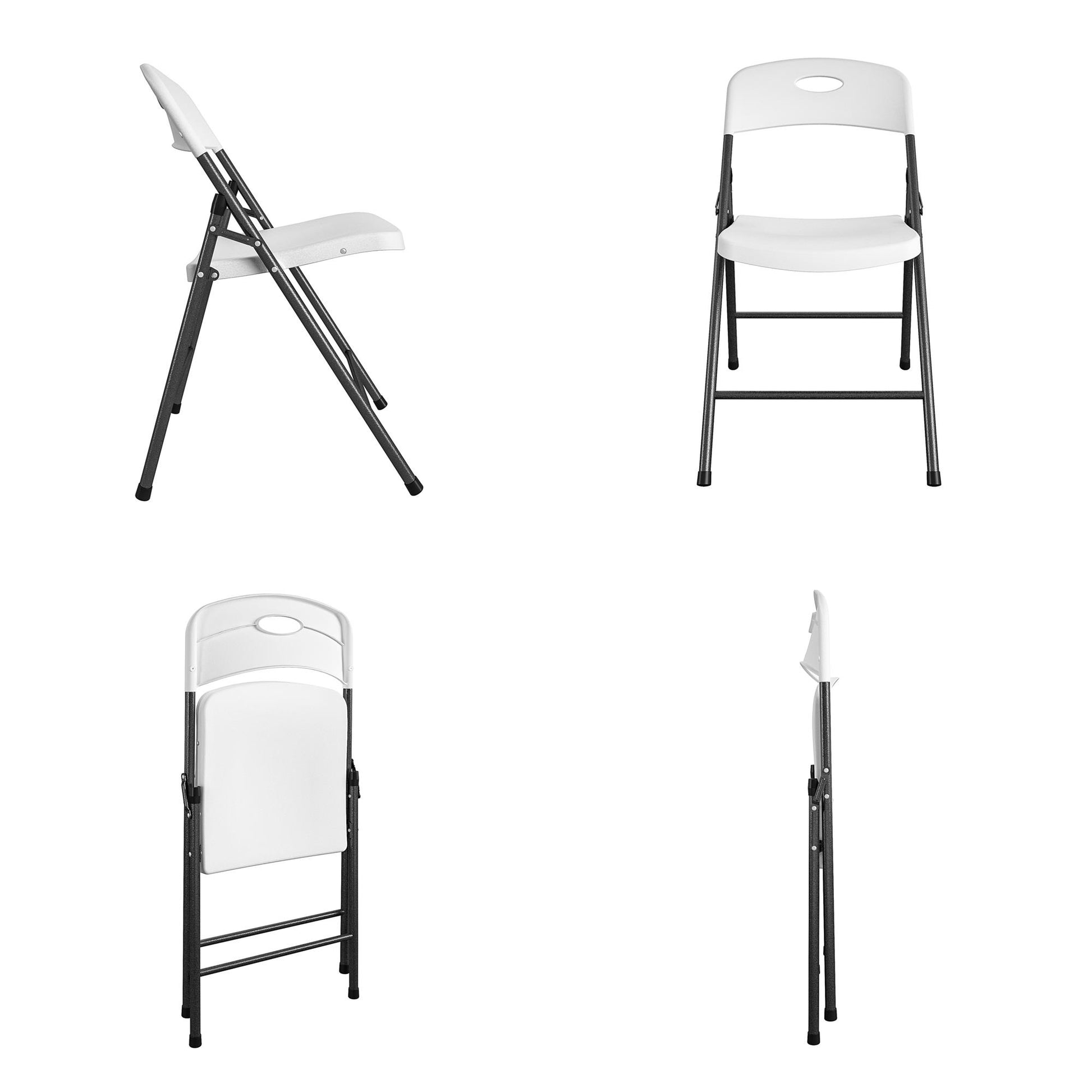 COSCO Solid Resin Plastic Folding Chair, Indoor/Outdoor, Double Braced, White, 4-Pack - White - 4-Pack