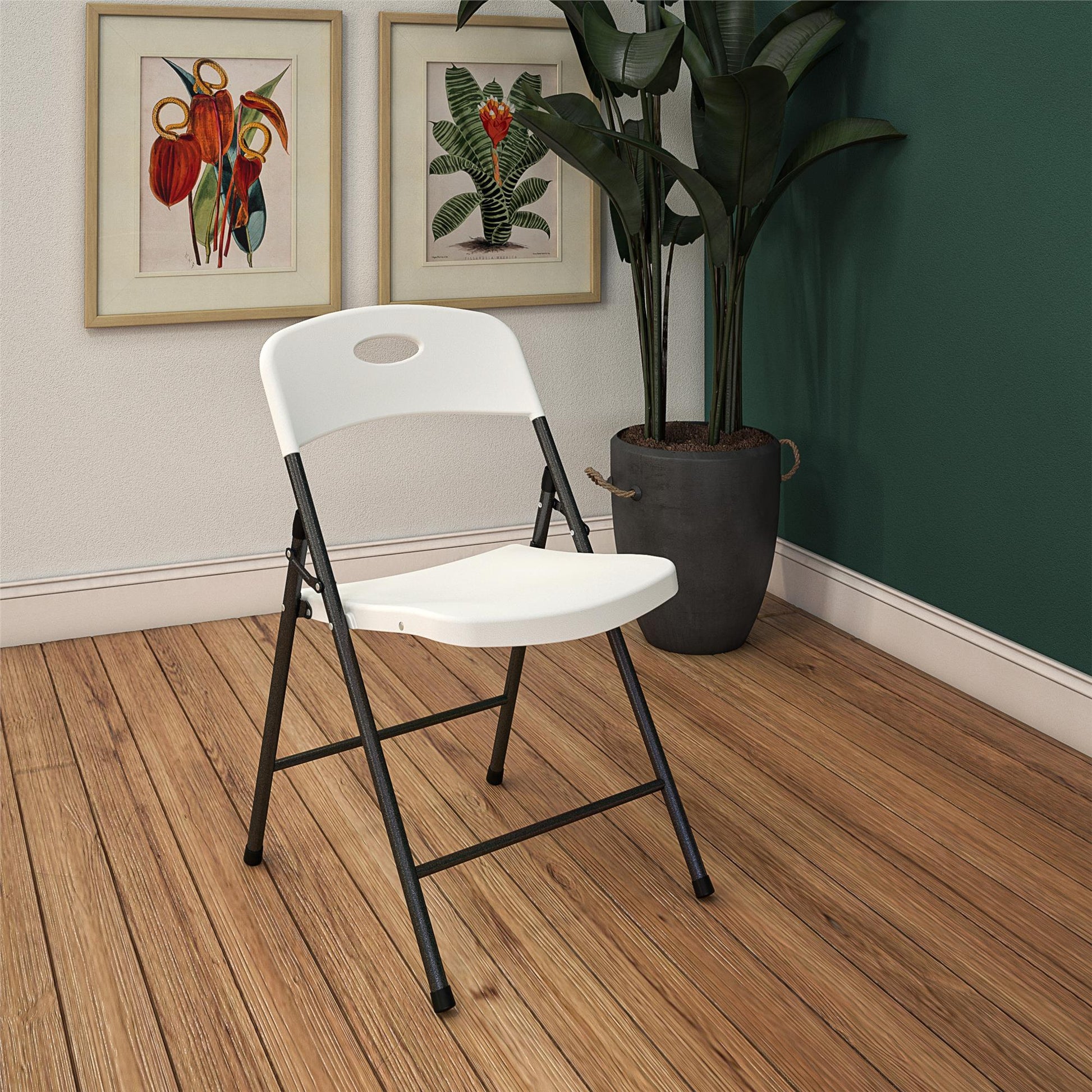 COSCO Solid Resin Plastic Folding Chair, Indoor/Outdoor, Double Braced, White, 4-Pack - White - 4-Pack