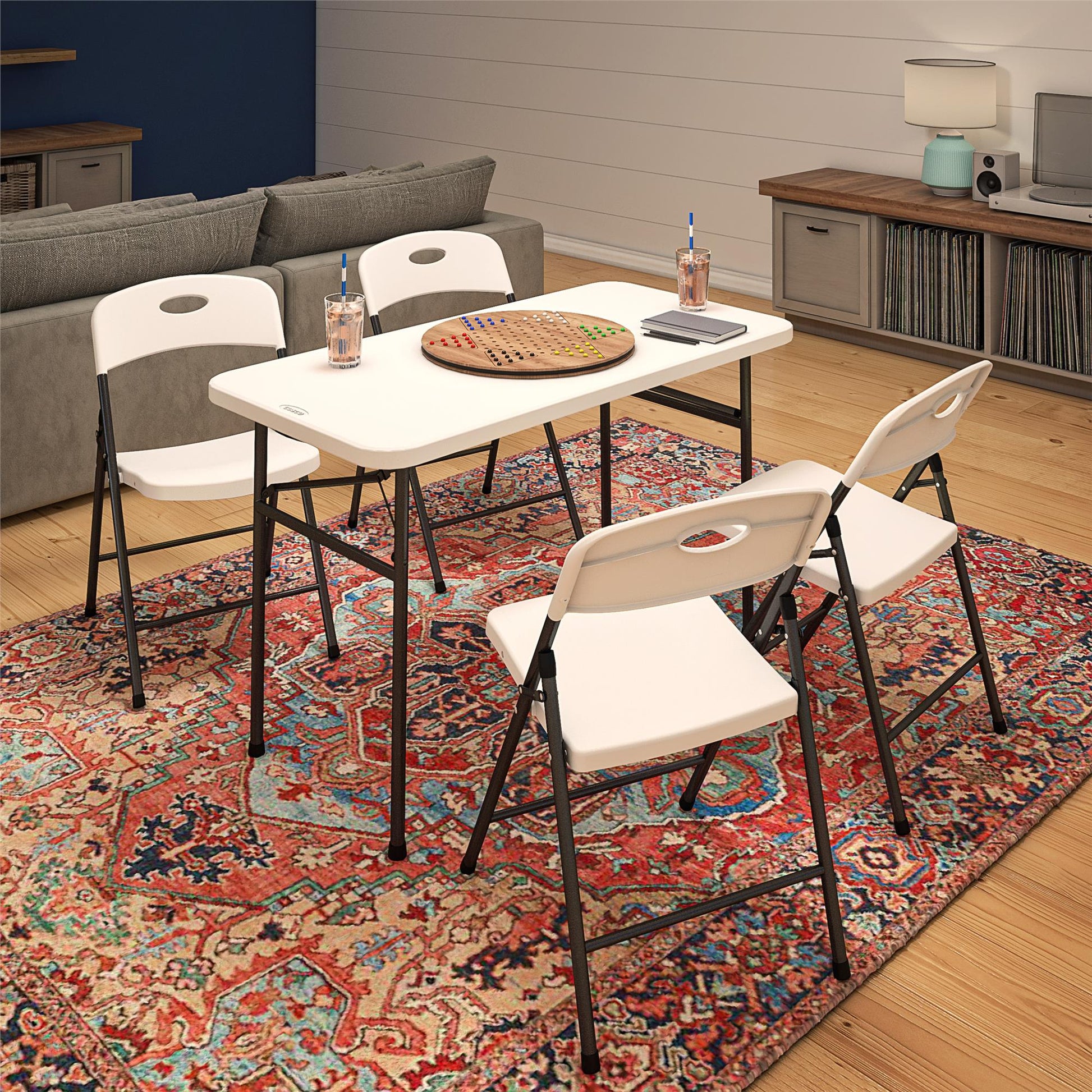COSCO Solid Resin Plastic Folding Chair, Indoor/Outdoor, Double Braced, White, 4-Pack - White - 4-Pack