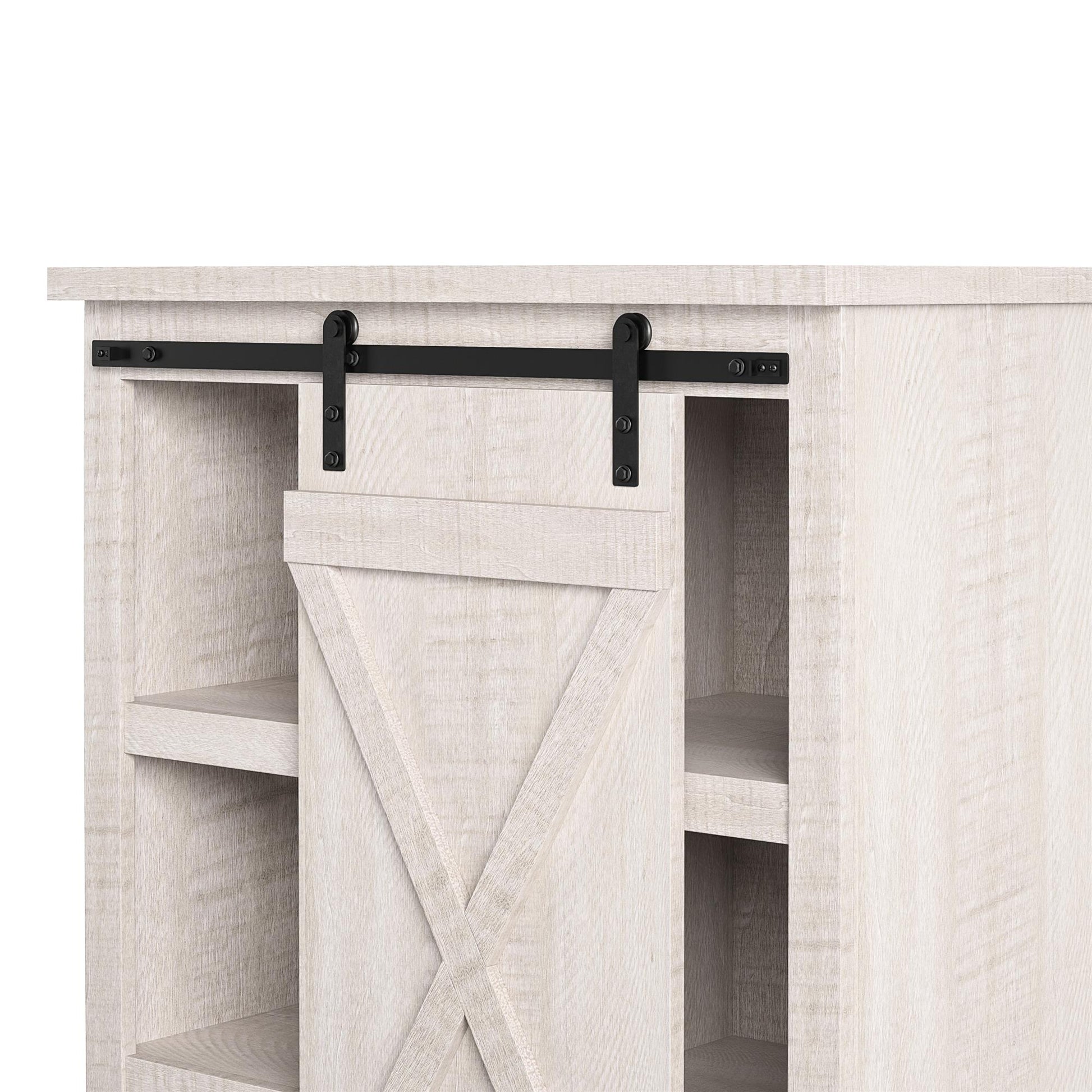 Harden Rustic Bar Cabinet with 4 Shelves and 12 Bottle Cubbies - Rustic White