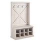 Harden Rustic Entryway Bench with Hall Tree, Shoe Cubbies and Metal Hooks - Rustic White