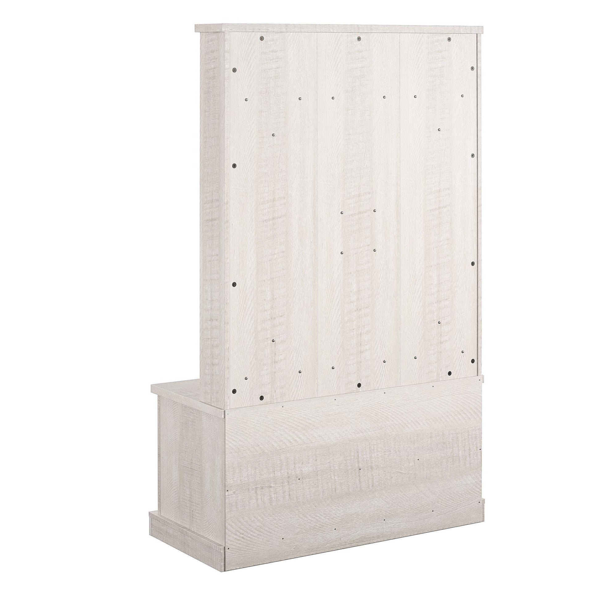 Harden Rustic Entryway Bench with Hall Tree, Shoe Cubbies and Metal Hooks - Rustic White