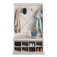 Harden Rustic Entryway Bench with Hall Tree, Shoe Cubbies and Metal Hooks - Rustic White