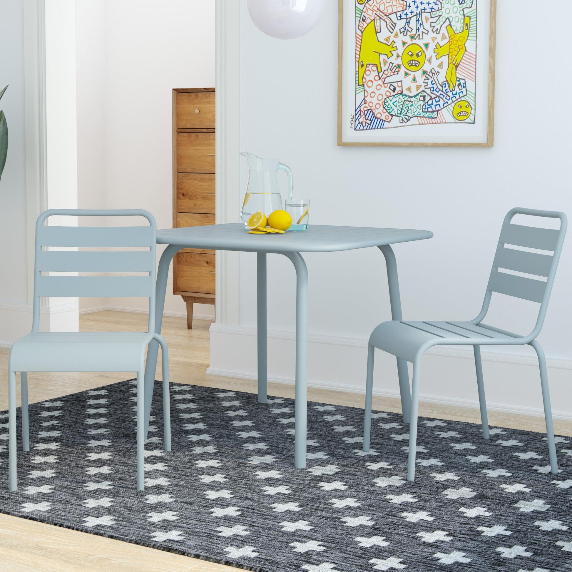 Poolside Gossip June Outdoor/Indoor Stacking Dining Chairs, Set of 2 - Light Gray - 2-Pack