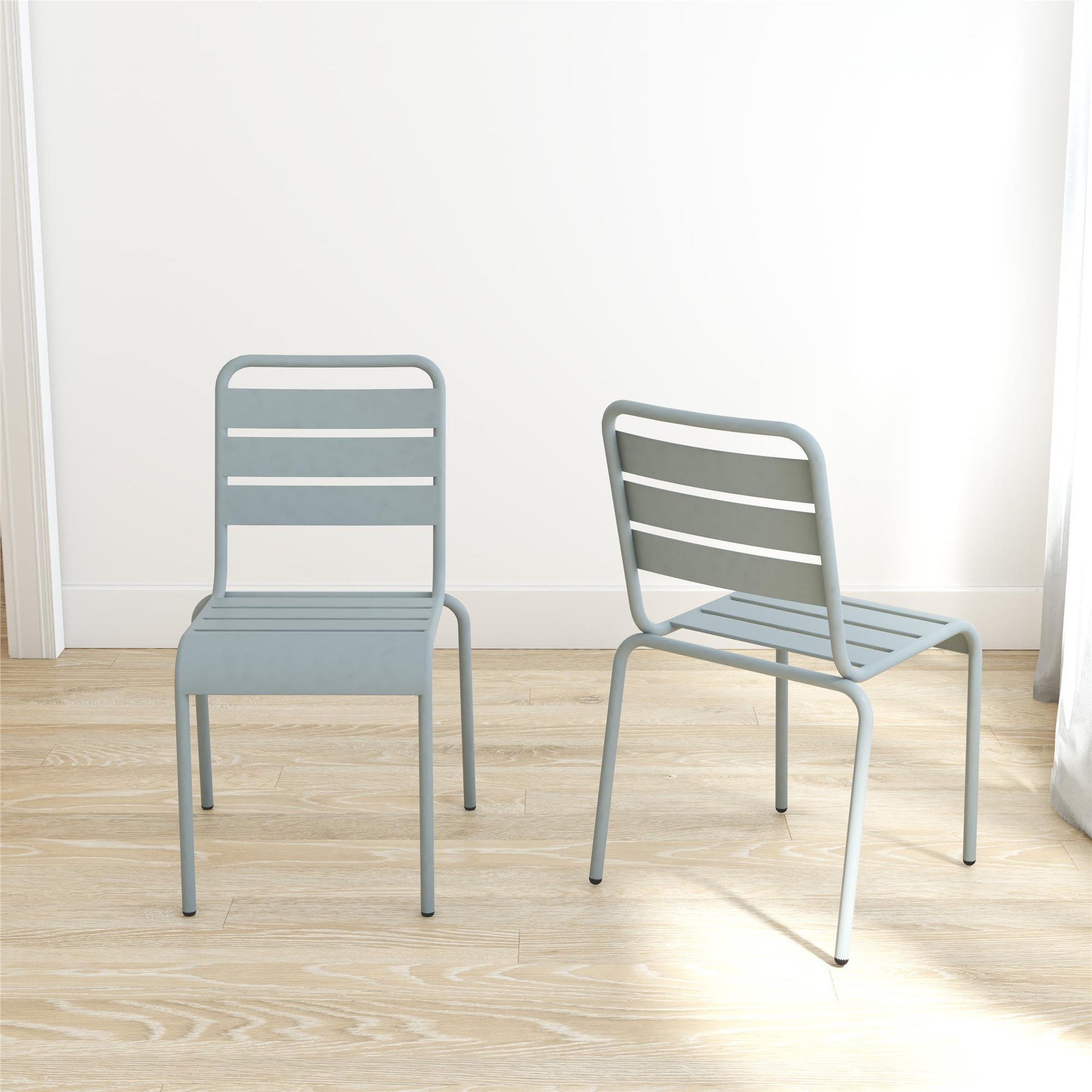 Poolside Gossip June Outdoor/Indoor Stacking Dining Chairs, Set of 2 - Light Gray - 2-Pack