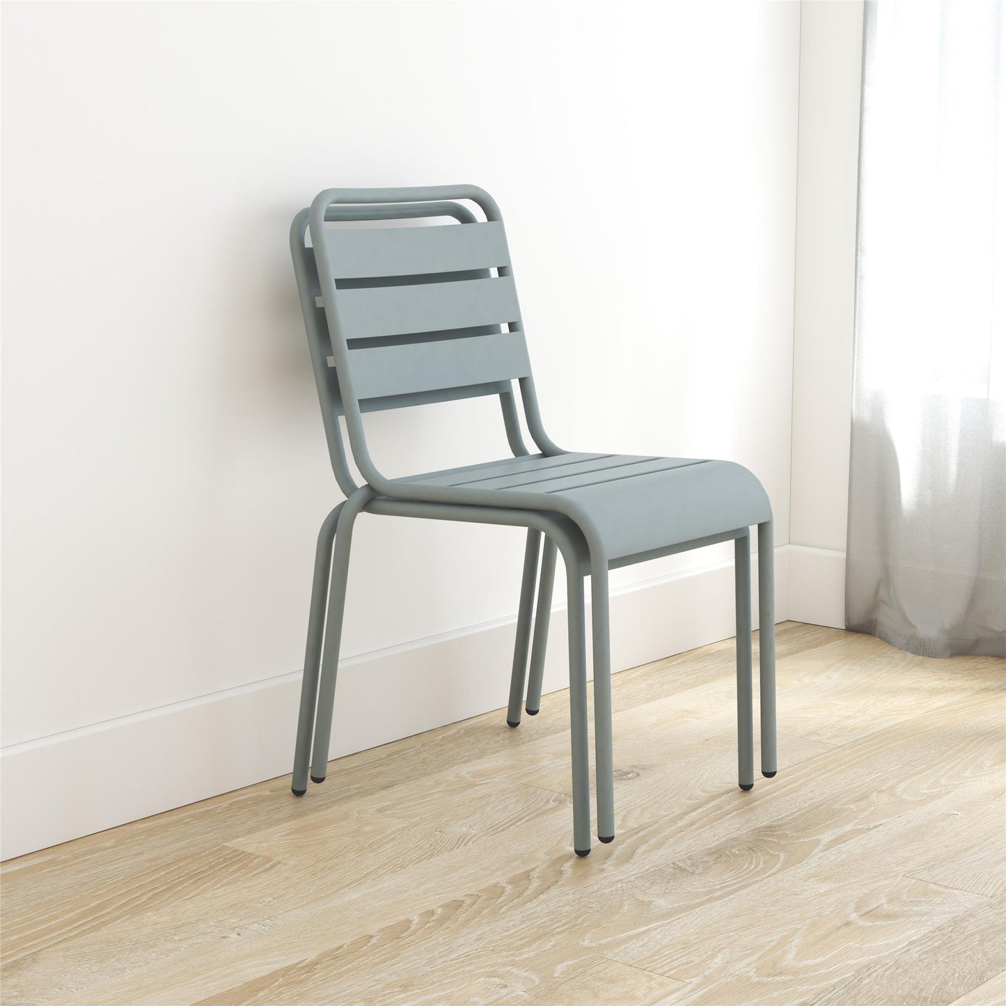 Poolside Gossip June Outdoor/Indoor Stacking Dining Chairs, Set of 2 - Light Gray - 2-Pack