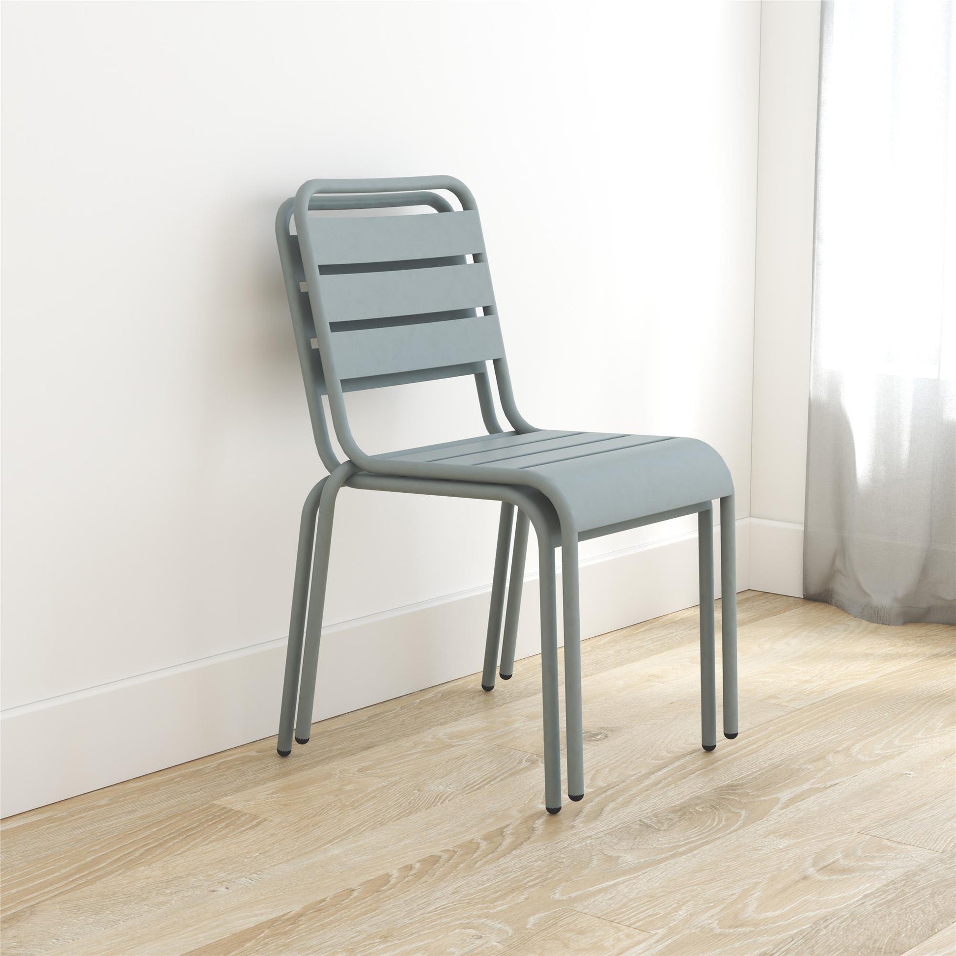 Poolside Gossip June Outdoor/Indoor Stacking Dining Chairs, Set of 2 - Light Gray - 2-Pack