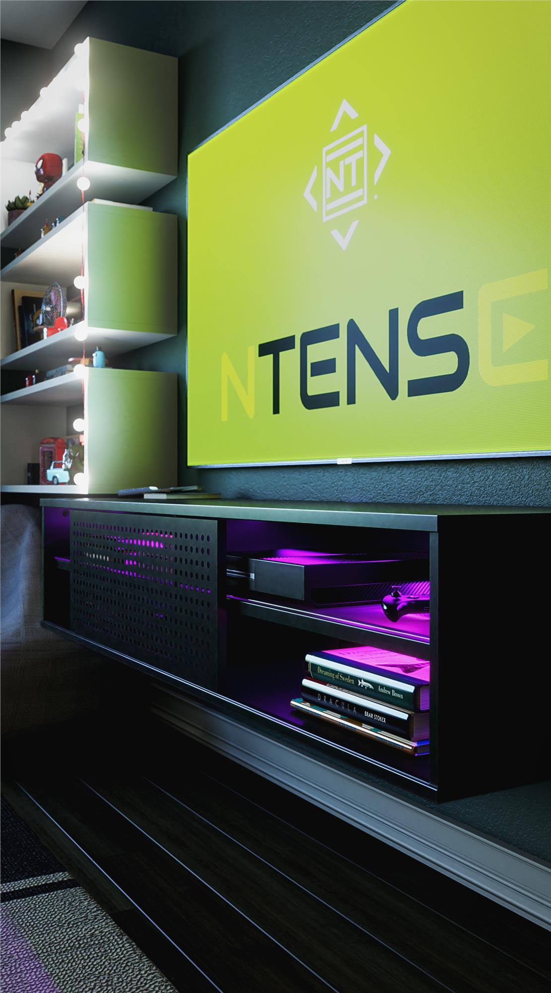 Glitch Floating TV Stand for TVs up to 60 Inches - Black
