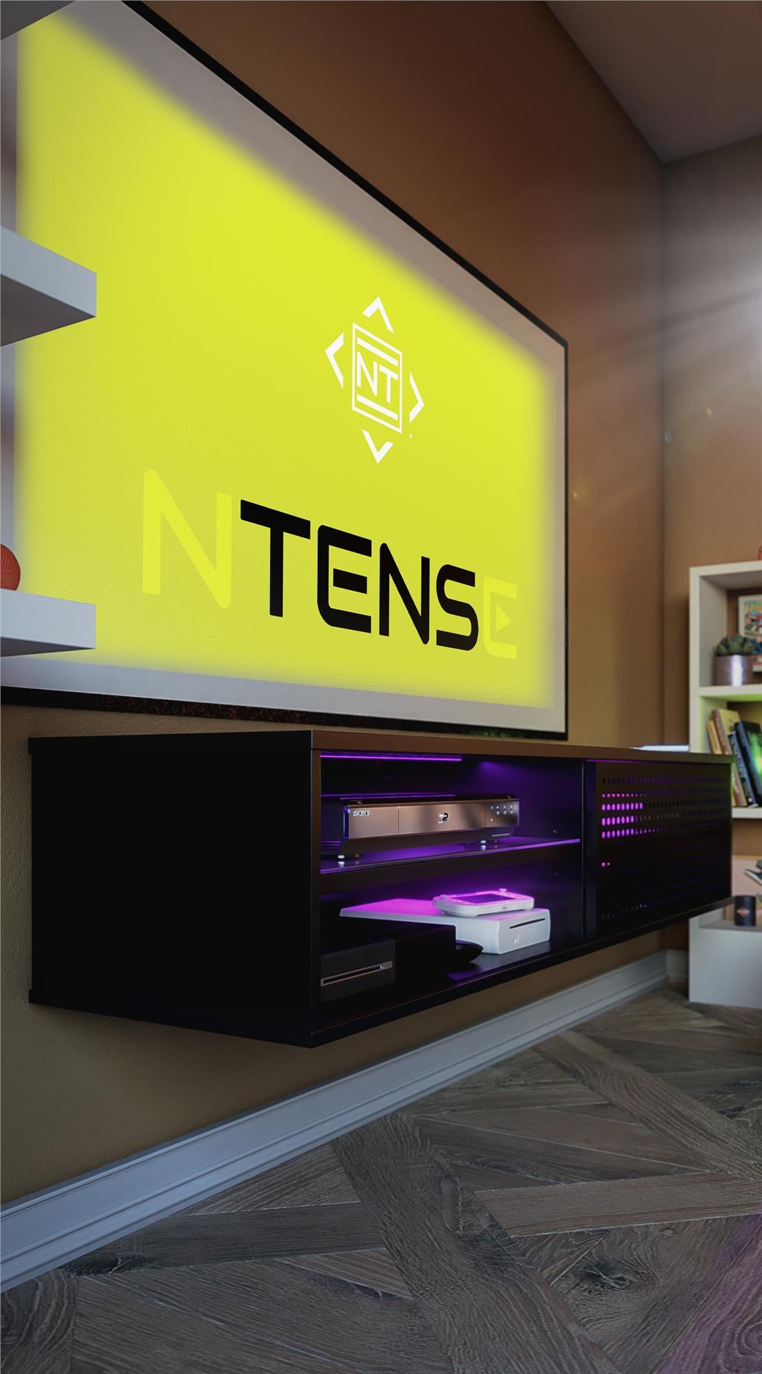 Glitch Floating TV Stand for TVs up to 60 Inches - Black