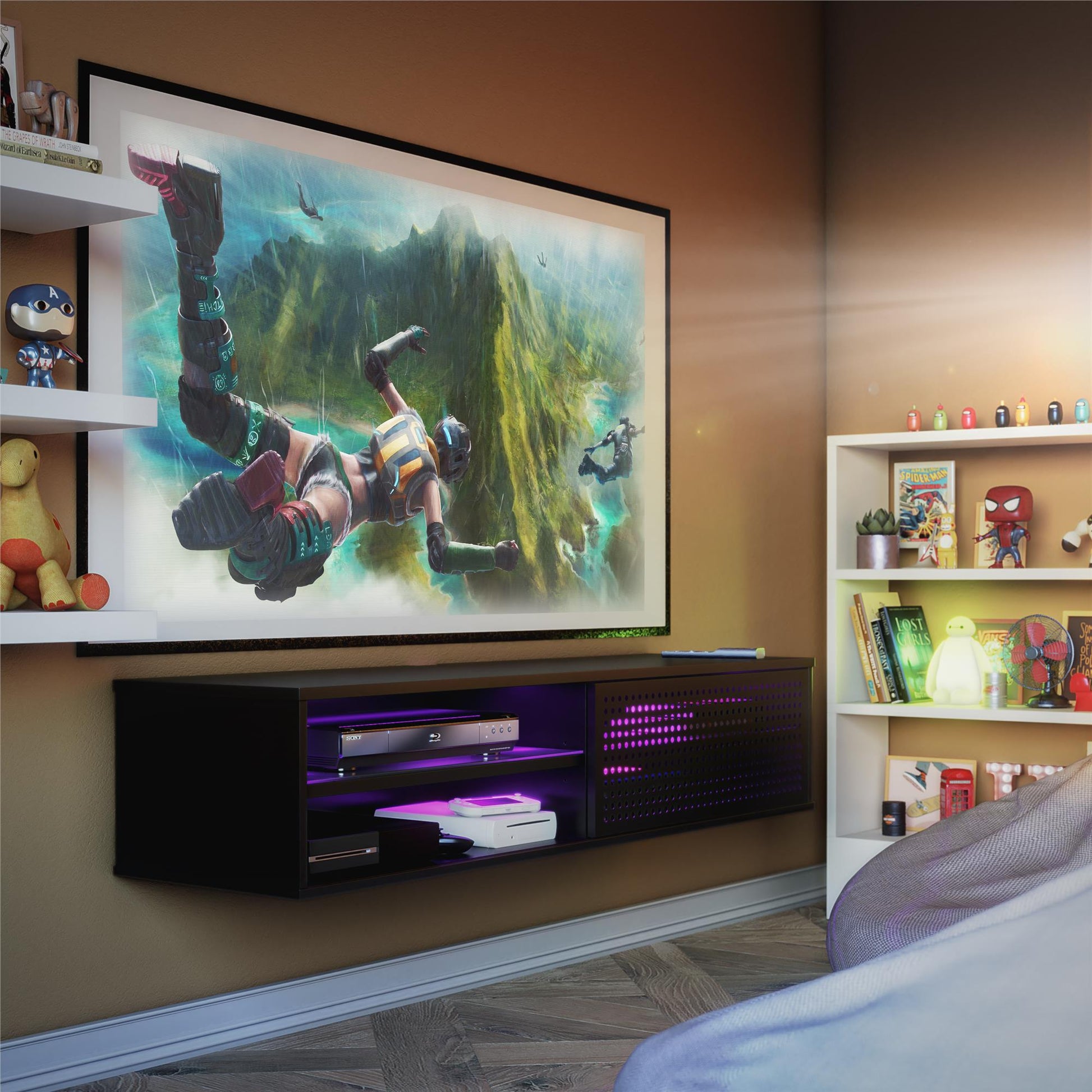 Glitch Floating TV Stand for TVs up to 60 Inches - Black