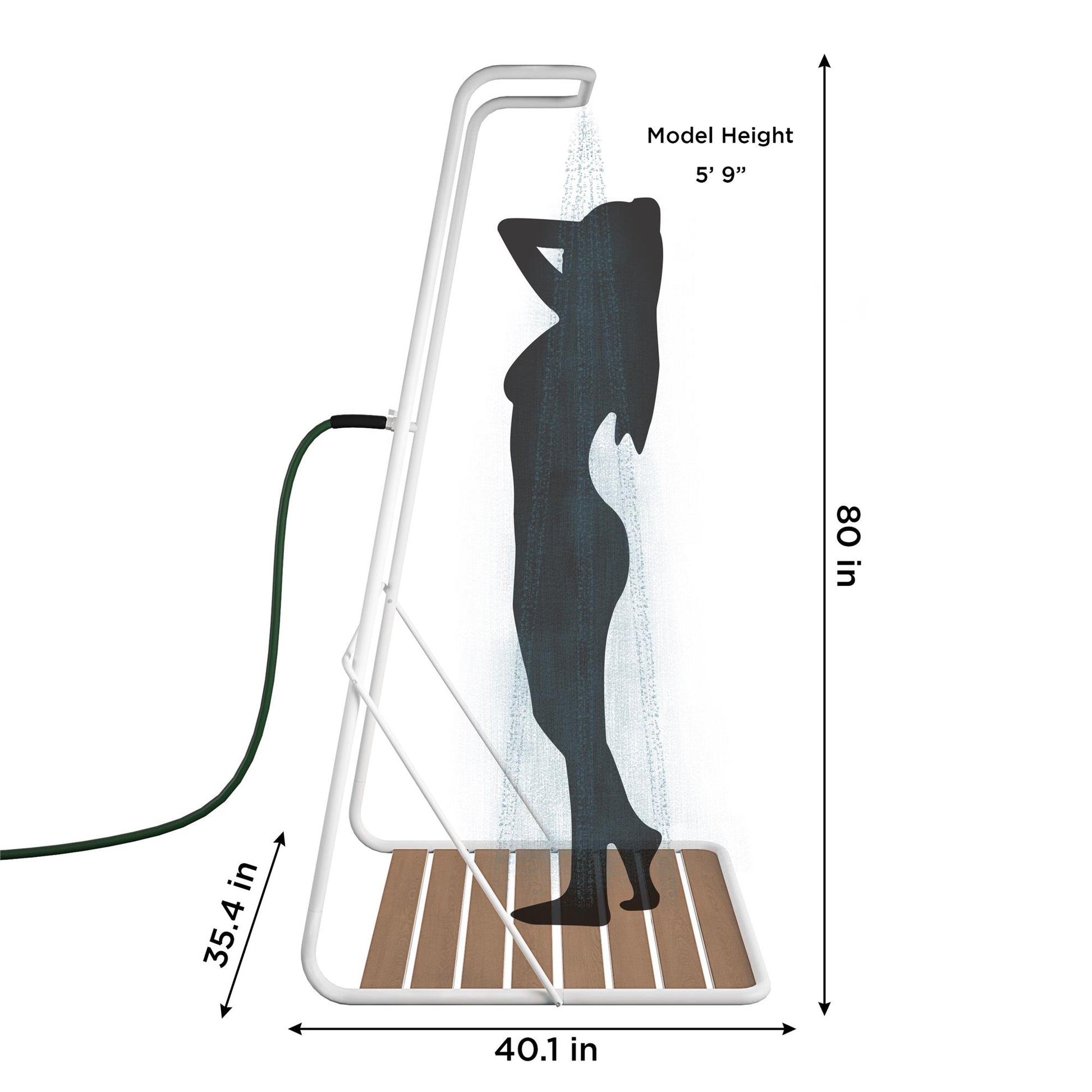 Poolside Gossip Collection Rainey Outdoor Shower with XL Base and Waterfall Bar - White - 1-Pack