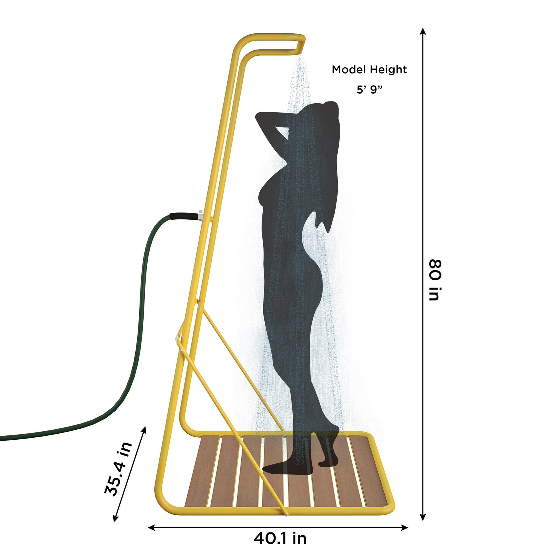 Poolside Gossip Collection Rainey Outdoor Shower with XL Base and Waterfall Bar - Yellow - 1-Pack
