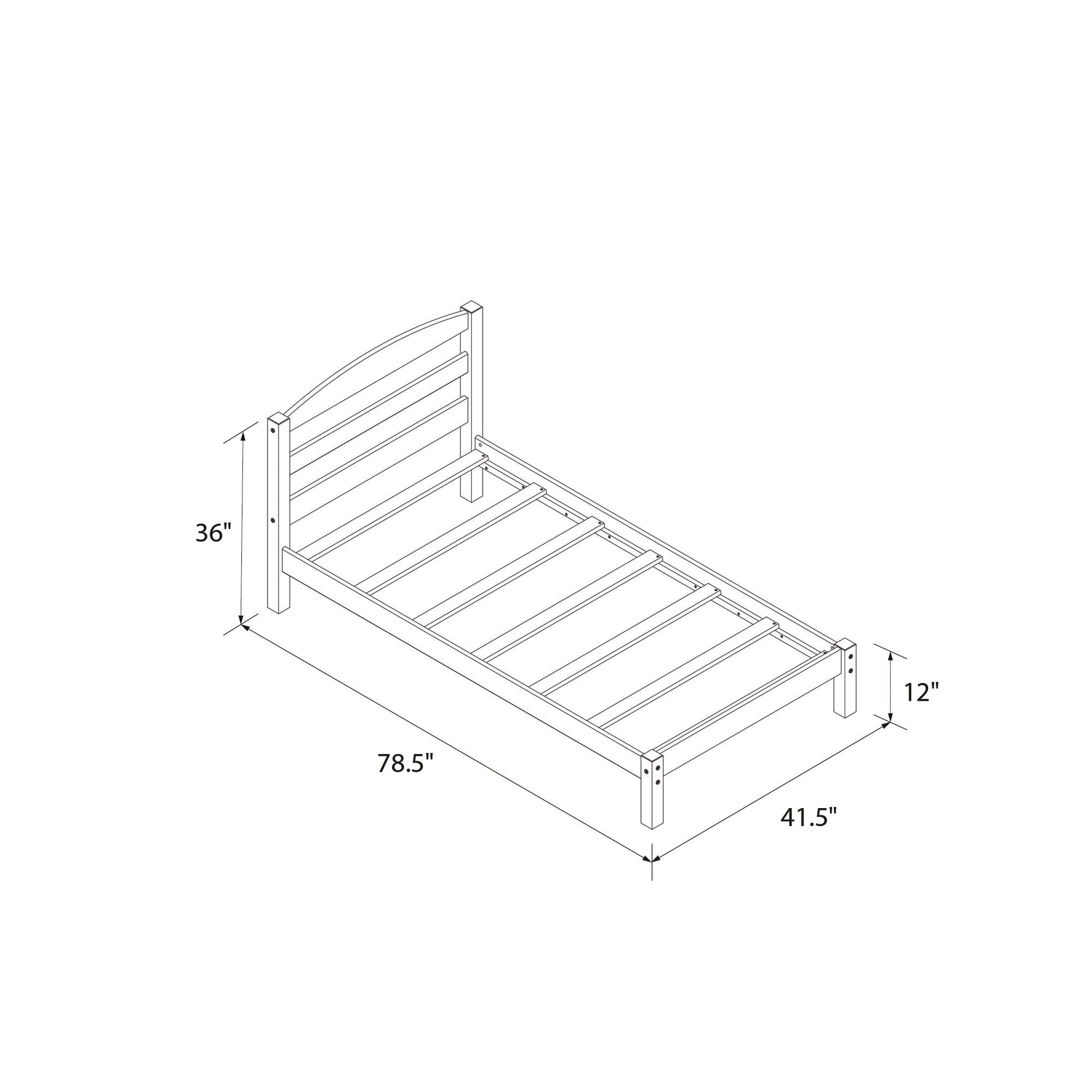 Braylon Twin Sized Wooden Bed Frame with Wood Slats - Black