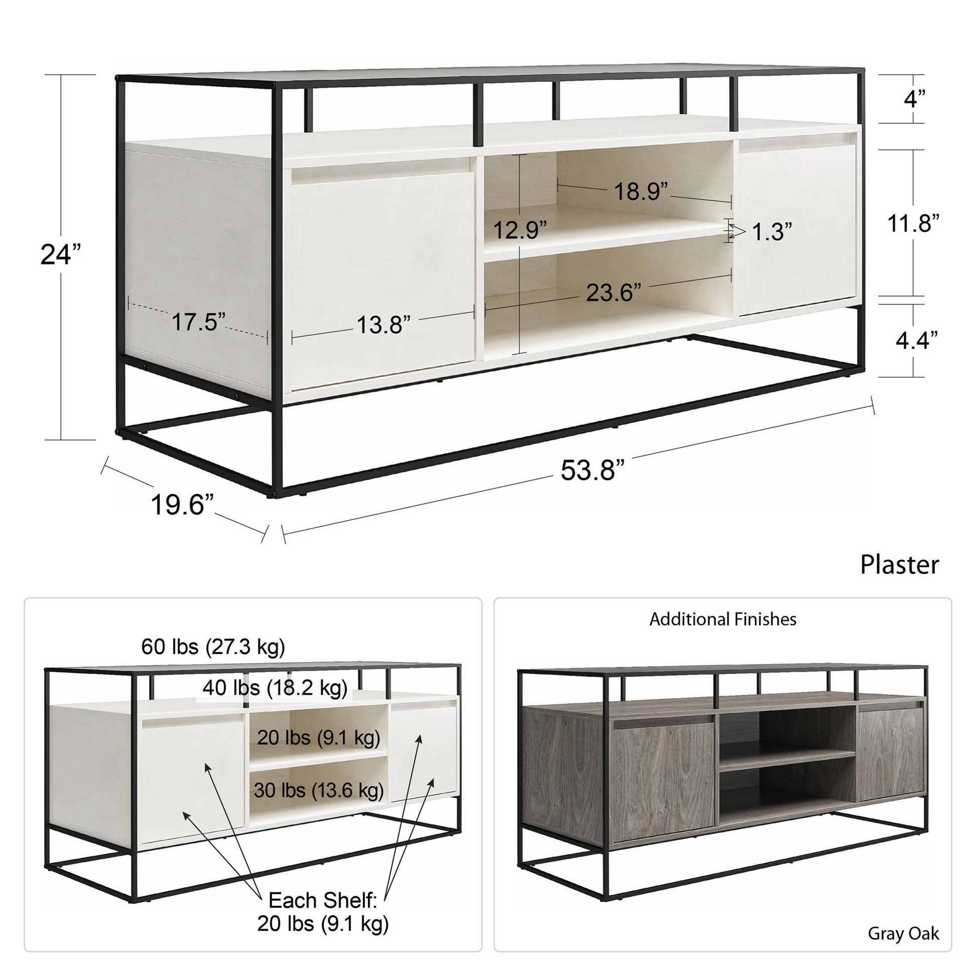 Camley Modern Media Console TV Stand for TVs up to 54", Plaster - Plaster