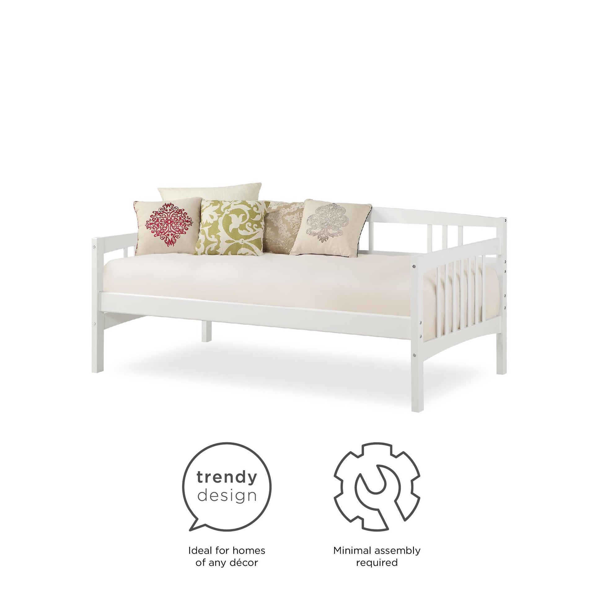 Kayden Wood Daybed with Slats - White