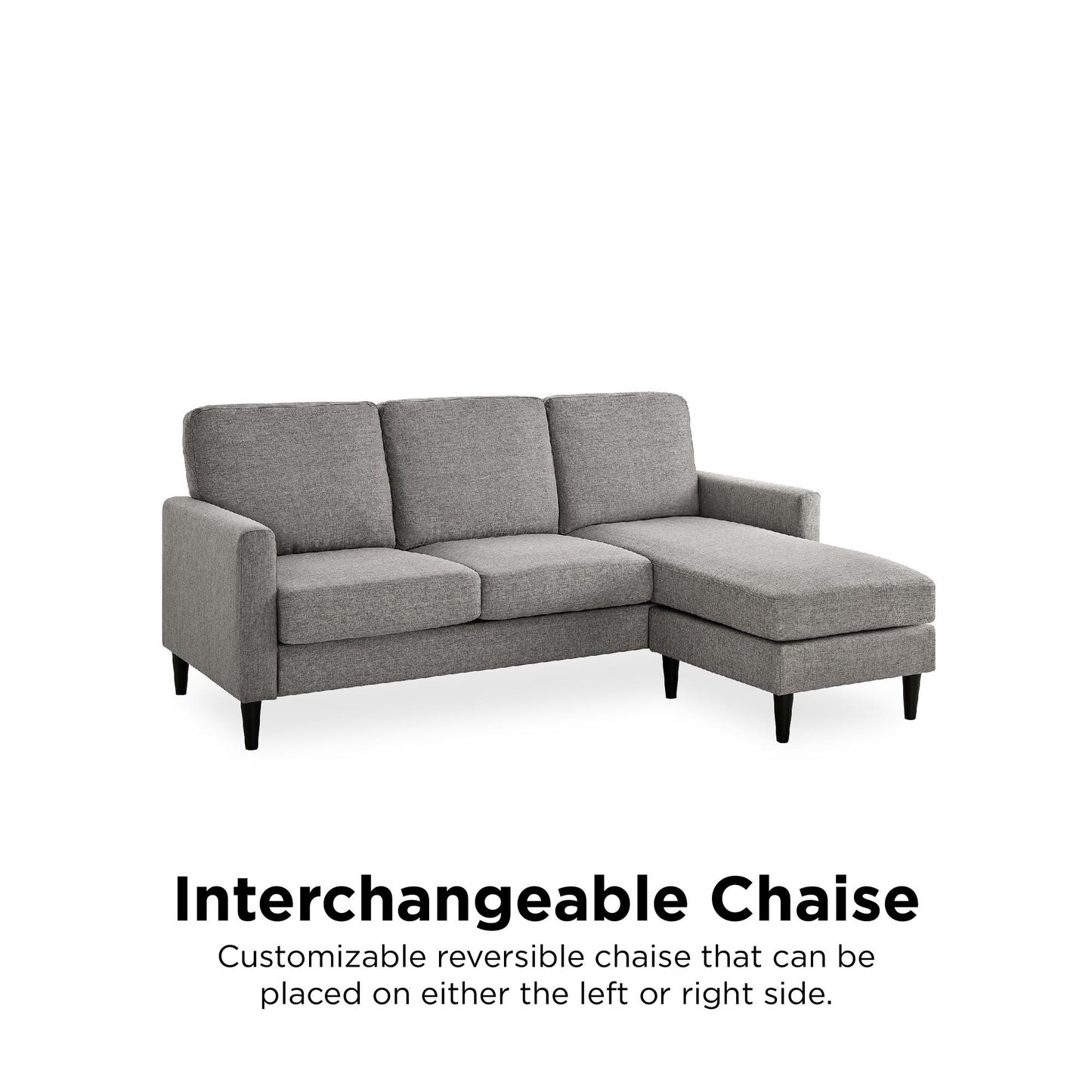 DHP Kaci Reversible Contemporary Upholstered Sectional, Gray - Gray