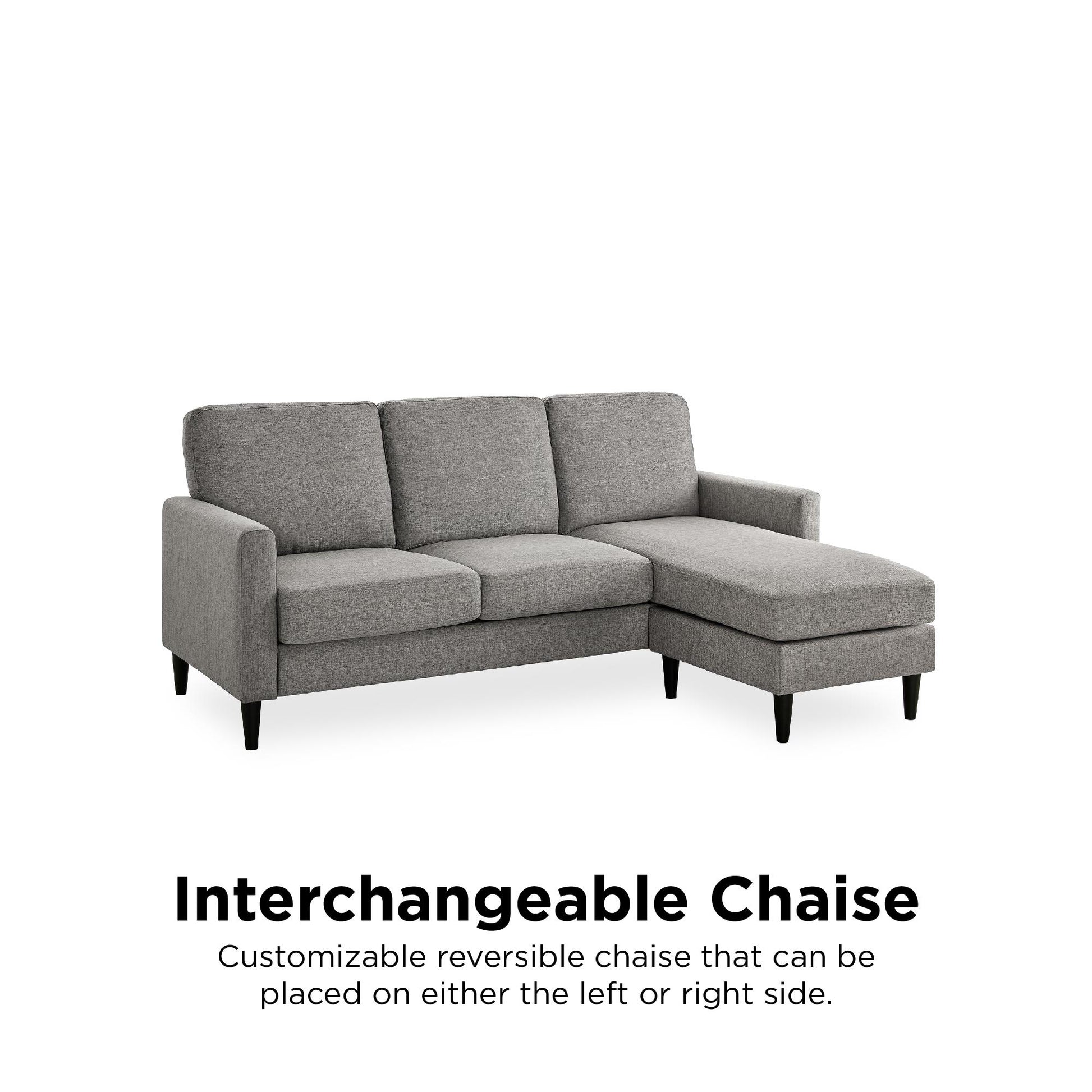 DHP Kaci Reversible Contemporary Upholstered Sectional, Gray - Gray