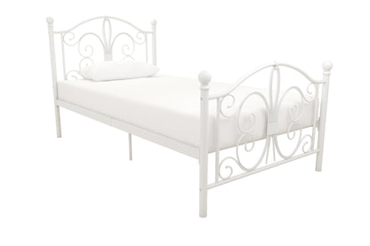 Bombay Victorian Metal Bed with Secured Metal Slats - White - Twin