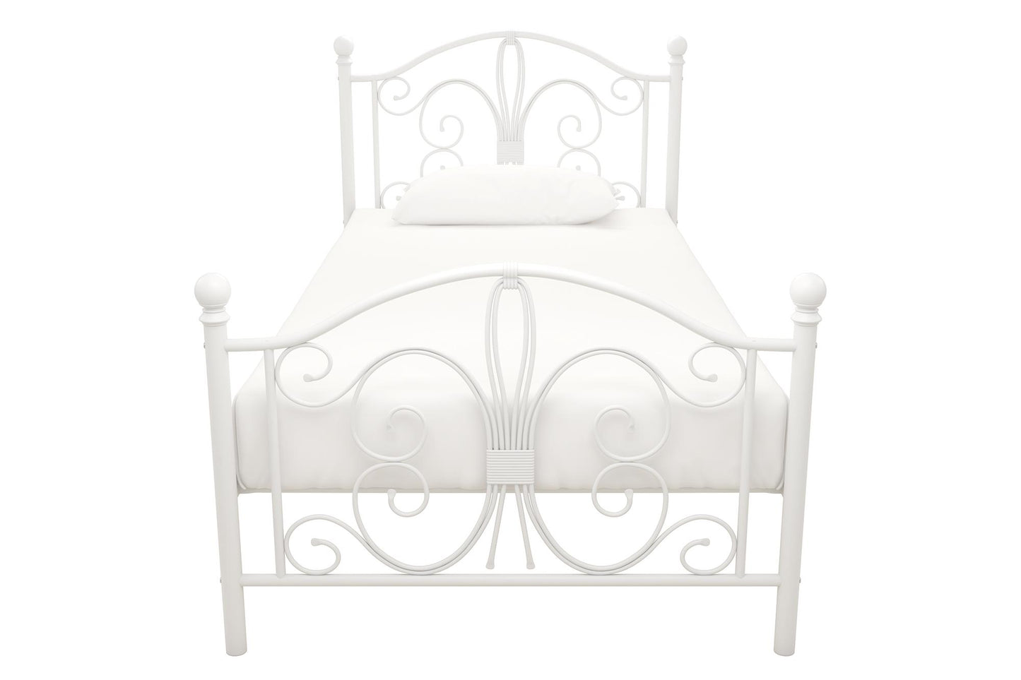 Bombay Victorian Metal Bed with Secured Metal Slats - White - Twin