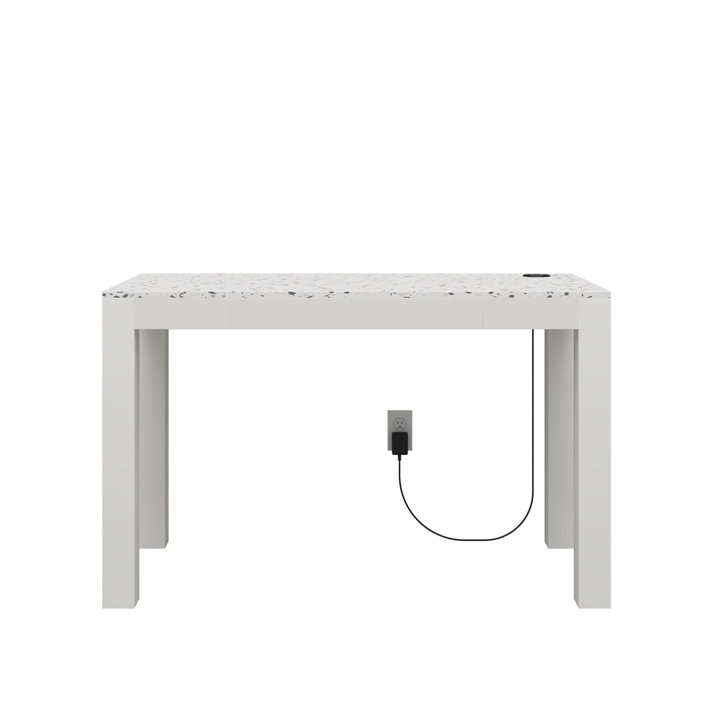 CosmoLiving by Cosmopolitan Astor Desk w/ Wireless Charger, White with Terrazzo Top - White