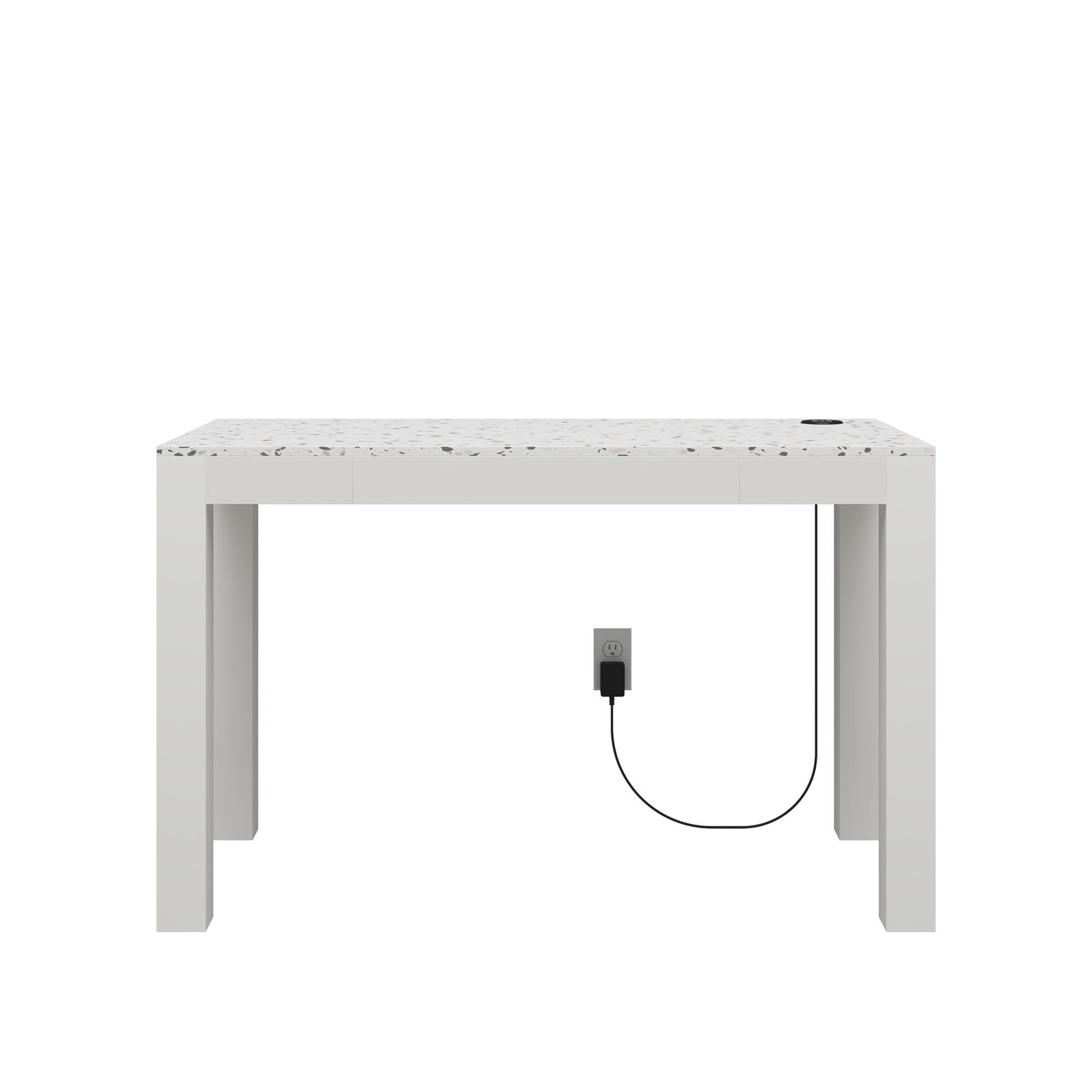CosmoLiving by Cosmopolitan Astor Desk w/ Wireless Charger, White with Terrazzo Top - White