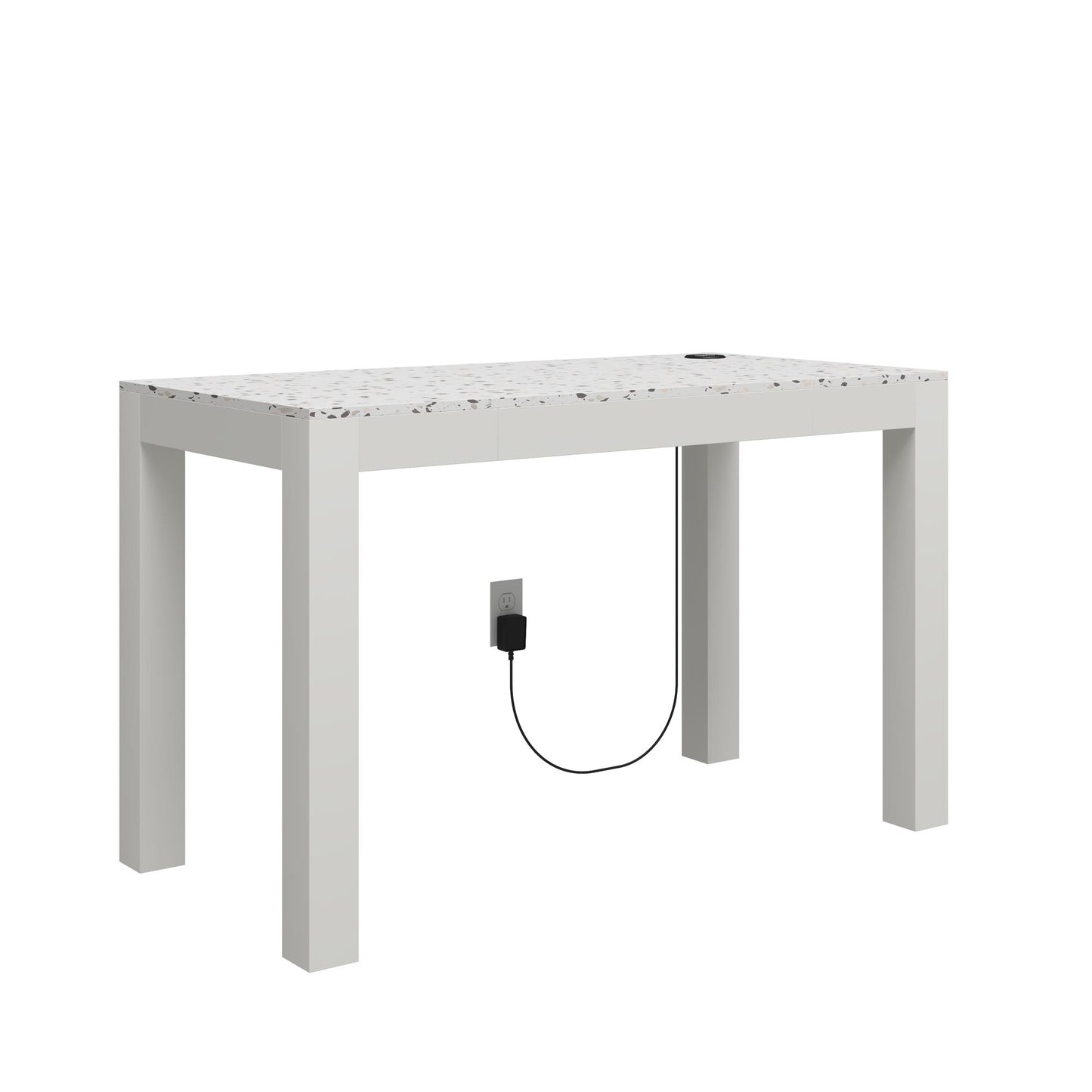CosmoLiving by Cosmopolitan Astor Desk w/ Wireless Charger, White with Terrazzo Top - White