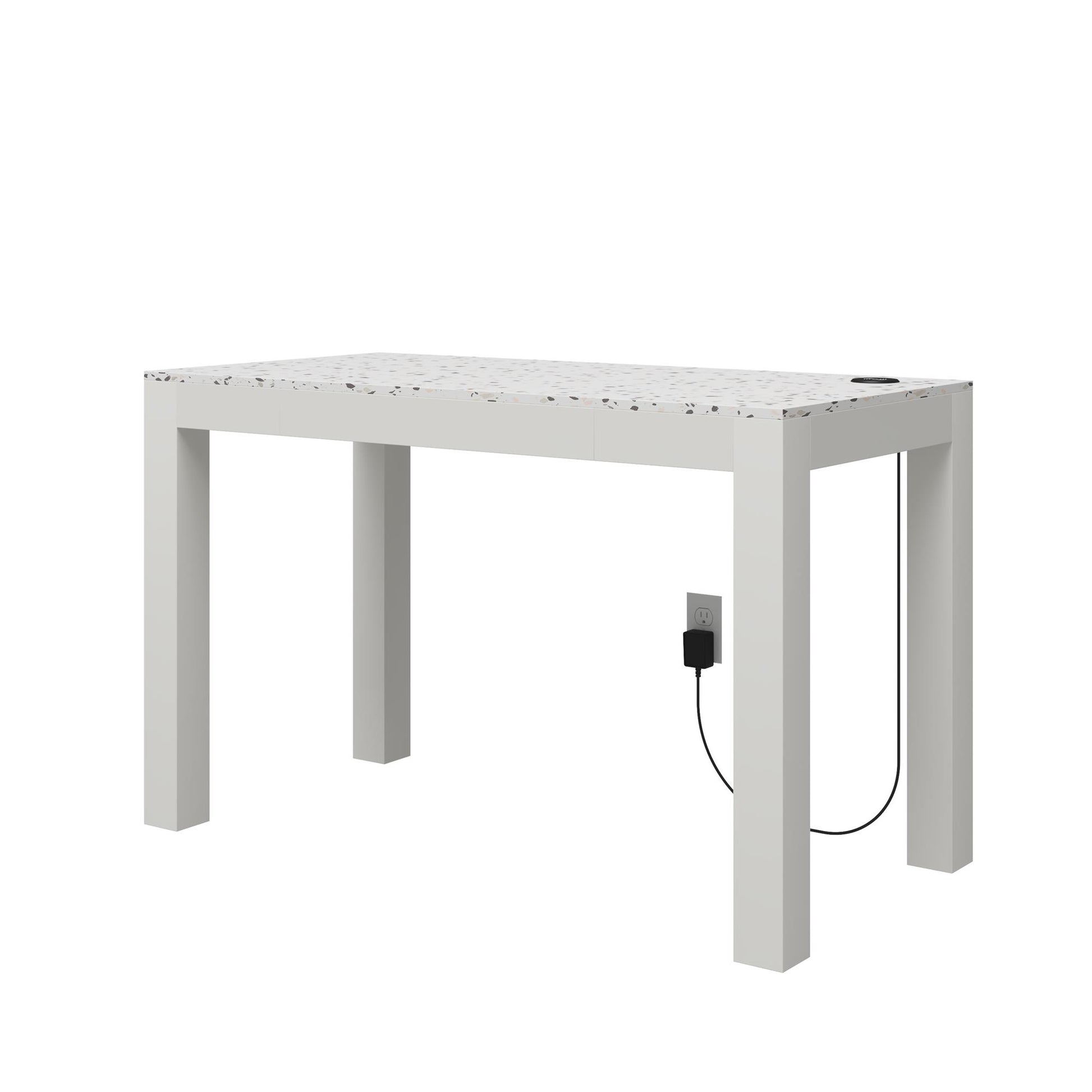 CosmoLiving by Cosmopolitan Astor Desk w/ Wireless Charger, White with Terrazzo Top - White