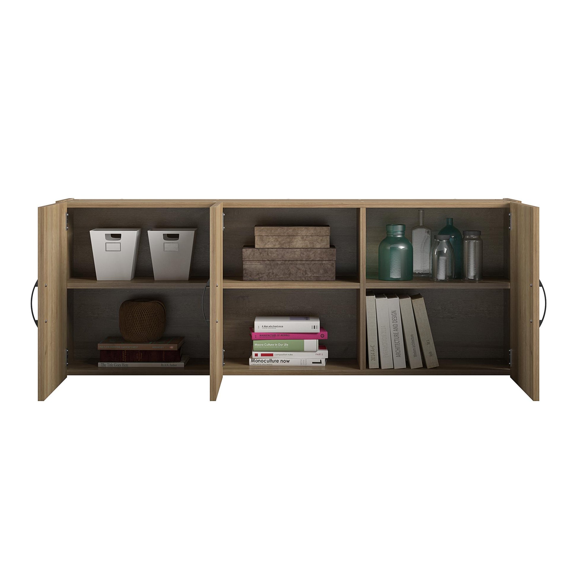 Basin 54" 3 Door Wall Cabinet with Adjustable Shelf - Natural
